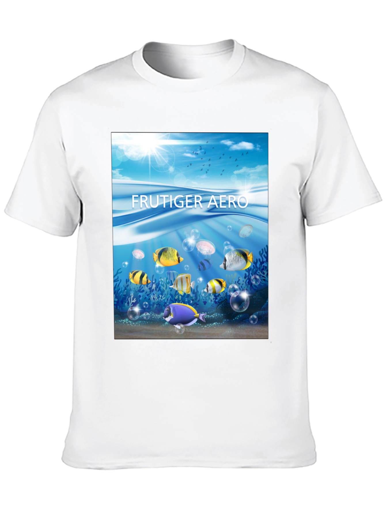 Frutiger Aero Fish Graphic Black T-Shirt