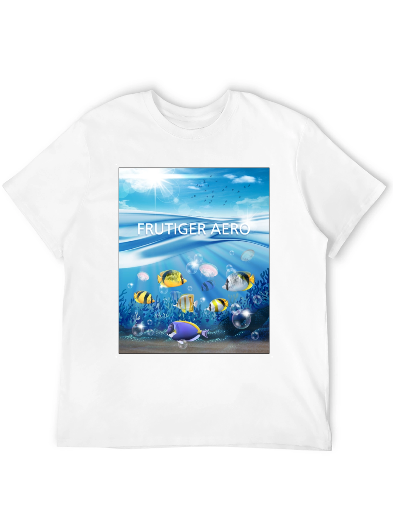 Frutiger Aero Fish Graphic Black T-Shirt