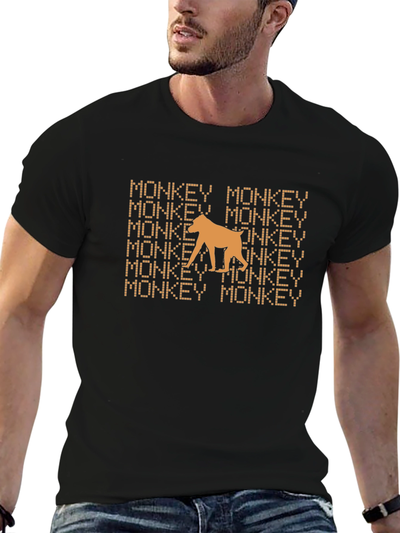 Monkey Graphic Tee - Black Cotton T-Shirt