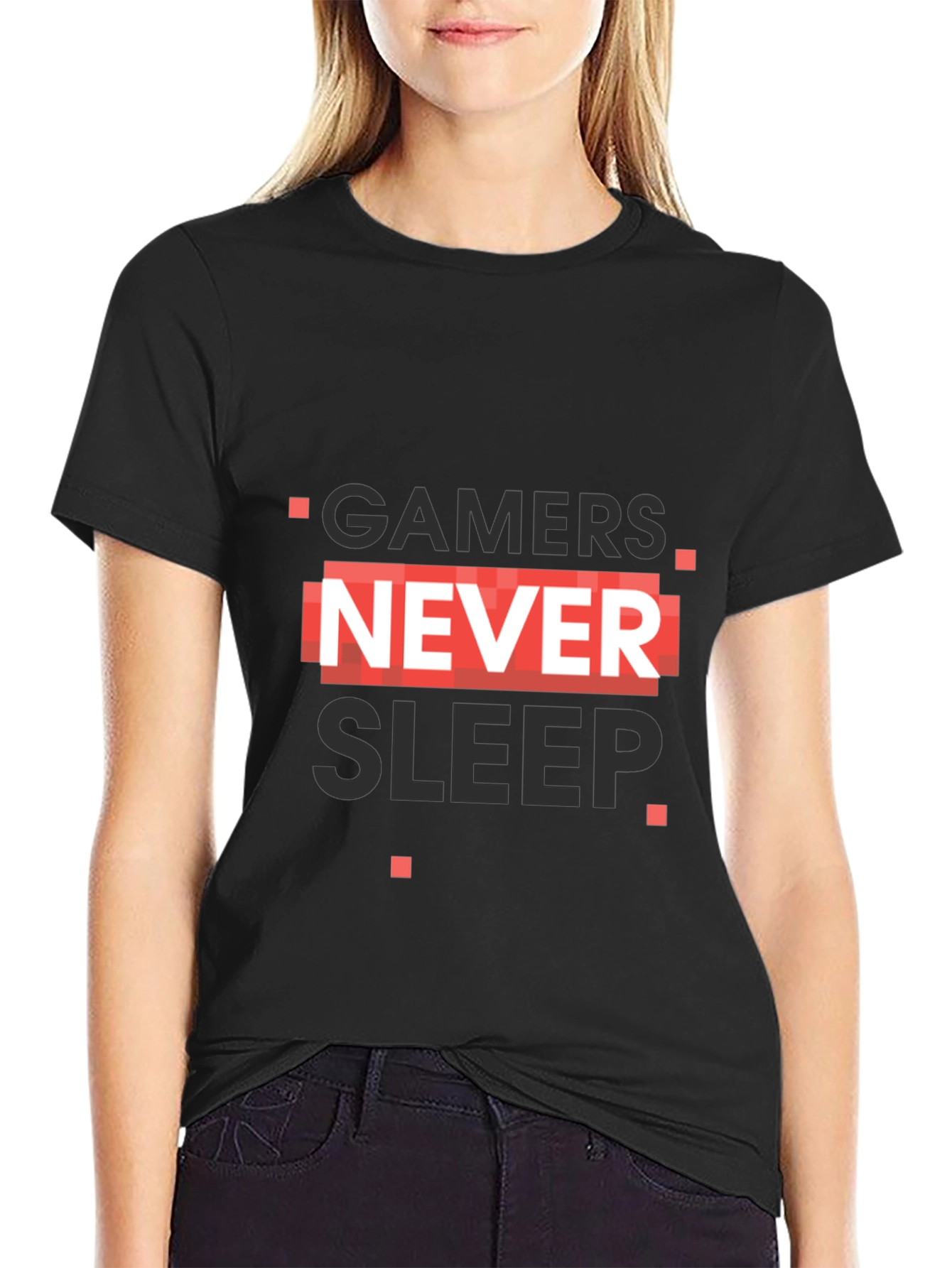 Gamers Never Sleep Black T-Shirt