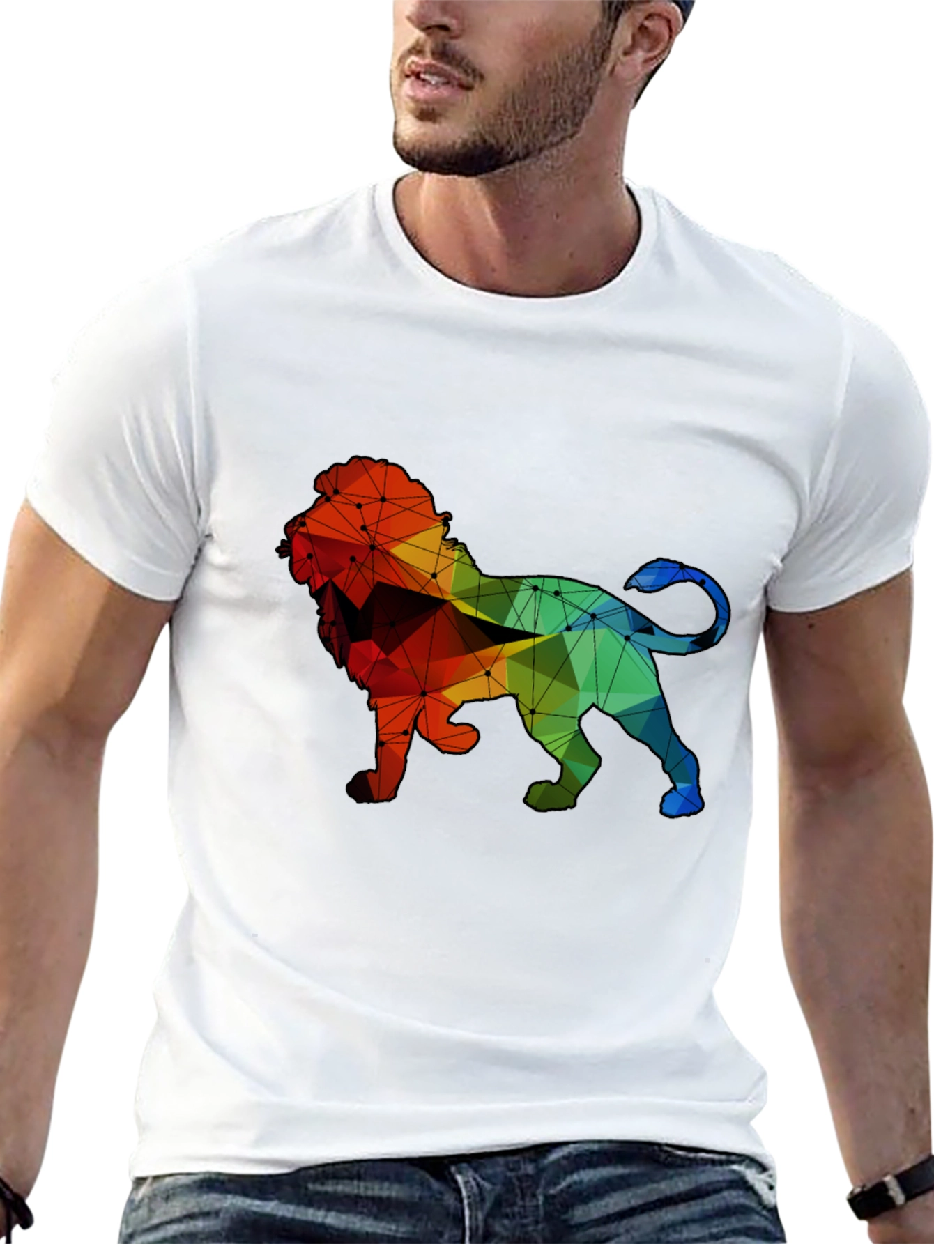 Geometric Lion Graphic T-Shirt