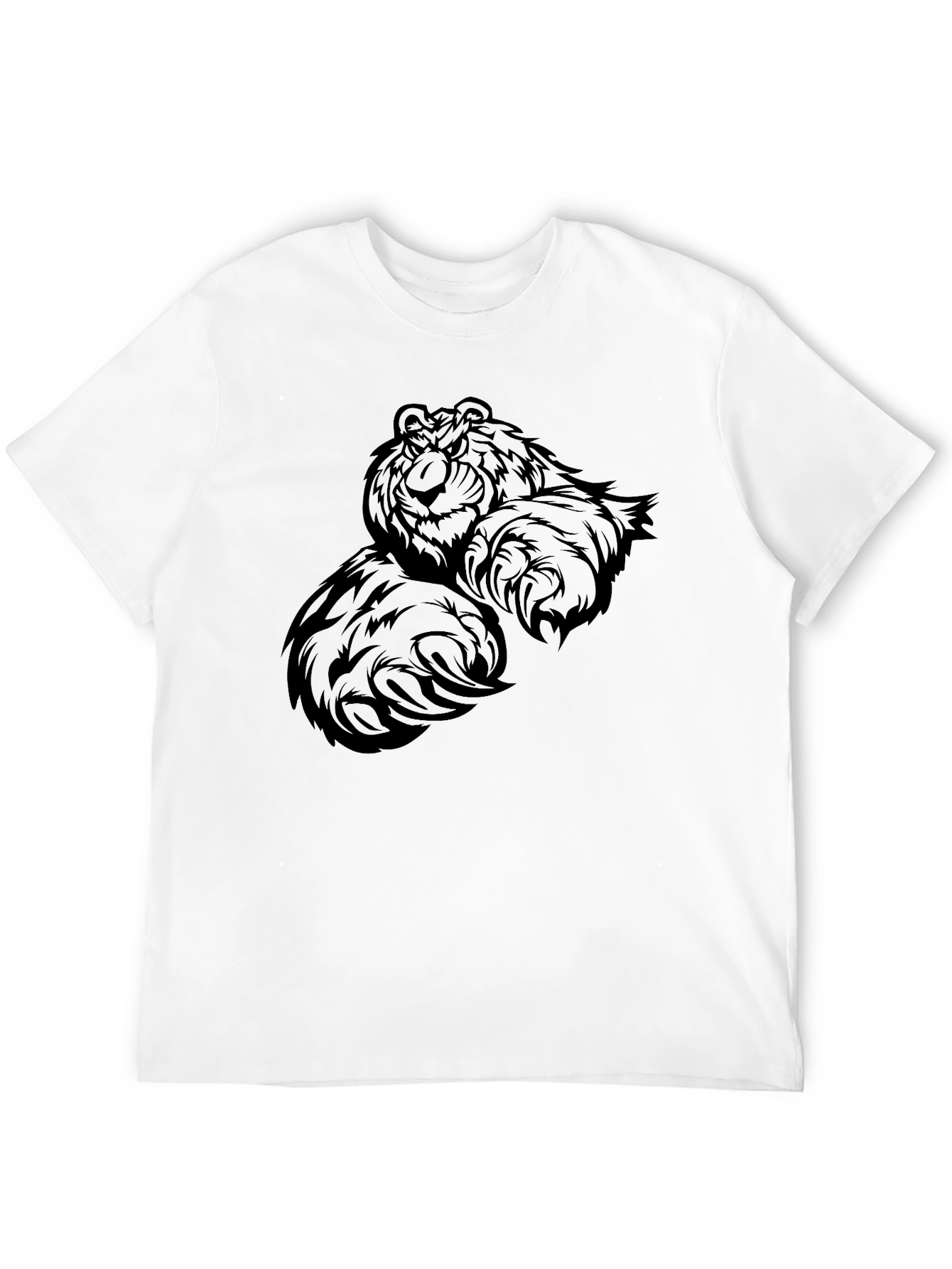 Mens Black Bear Graphic Tee - Fierce Claw Design