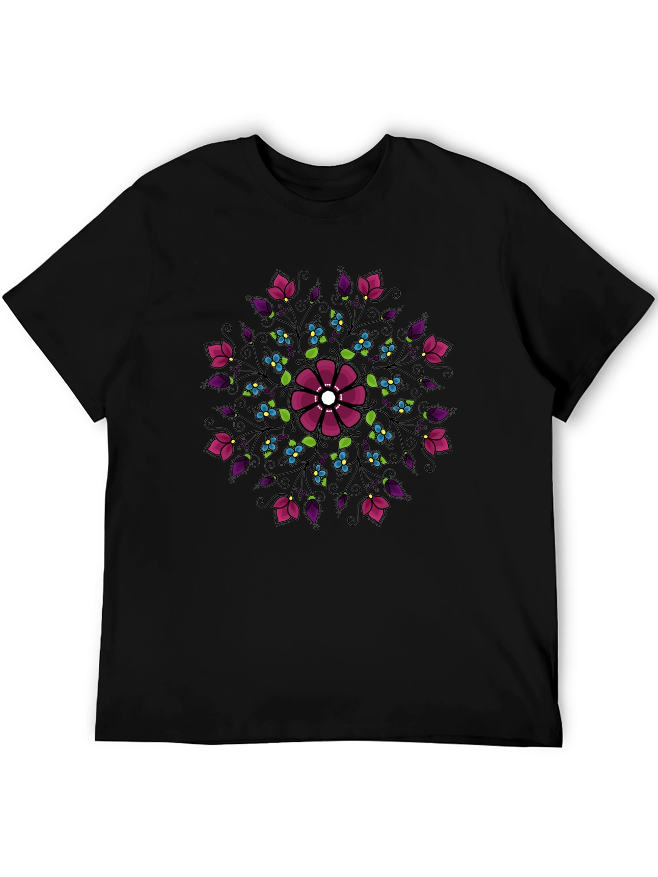 Floral Mandala Graphic Print Crew Neck Tee