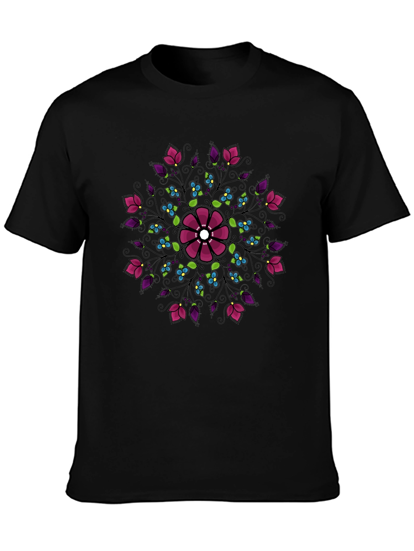 Floral Mandala Graphic Print Crew Neck Tee