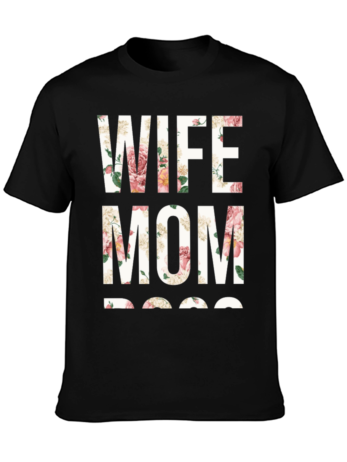 Floral Wife Mom Boss Graphic T-Shirt