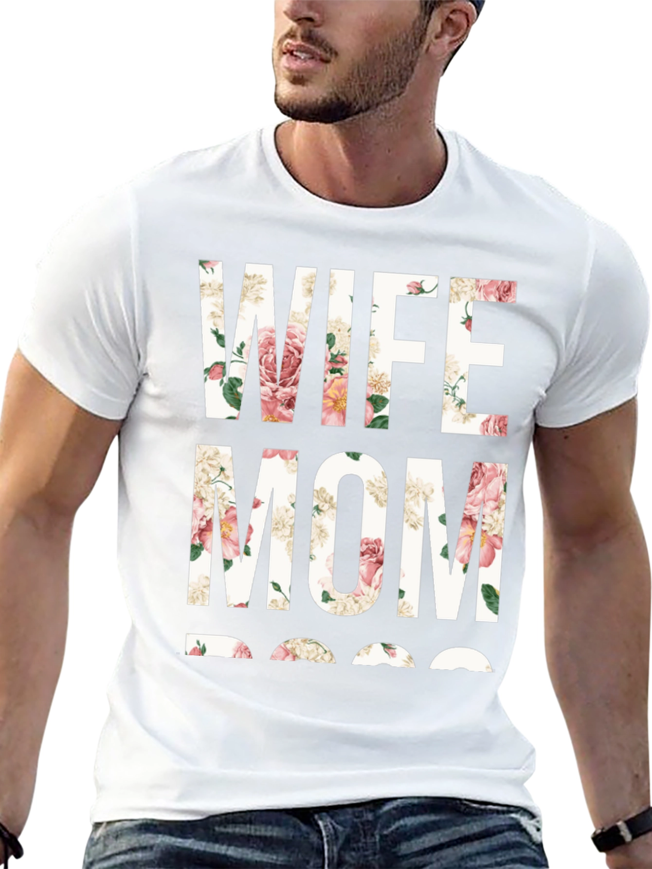 Floral Wife Mom Boss Graphic T-Shirt