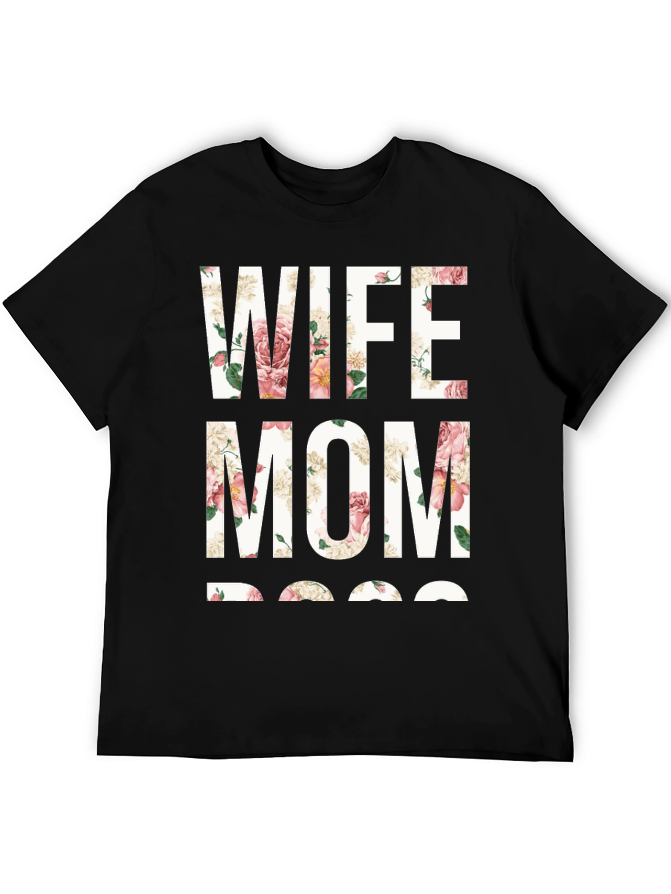 Floral Wife Mom Boss Graphic T-Shirt