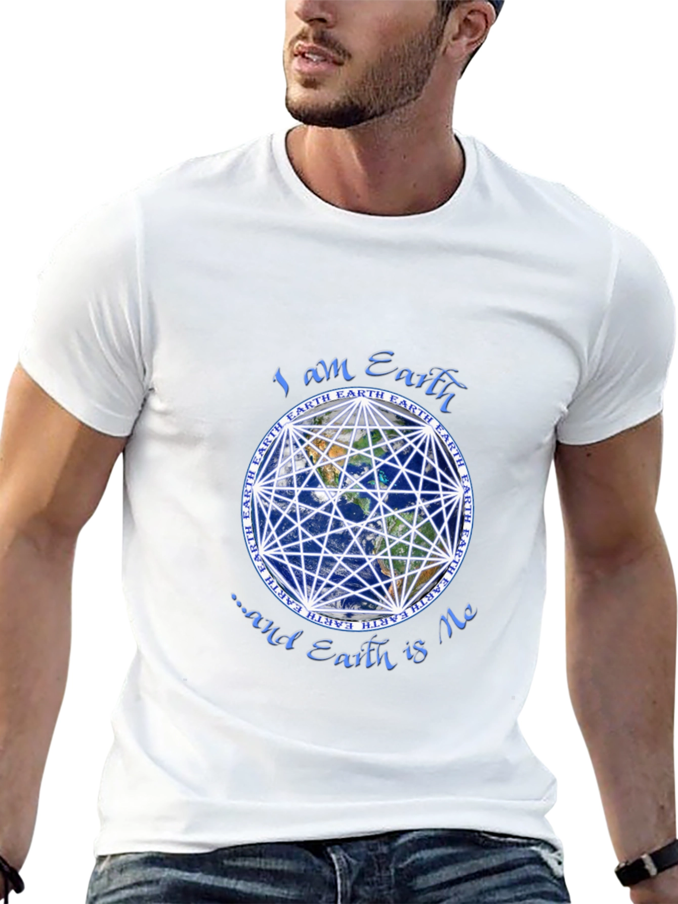 Earth Focus T-Shirt - Geometric Globe Design