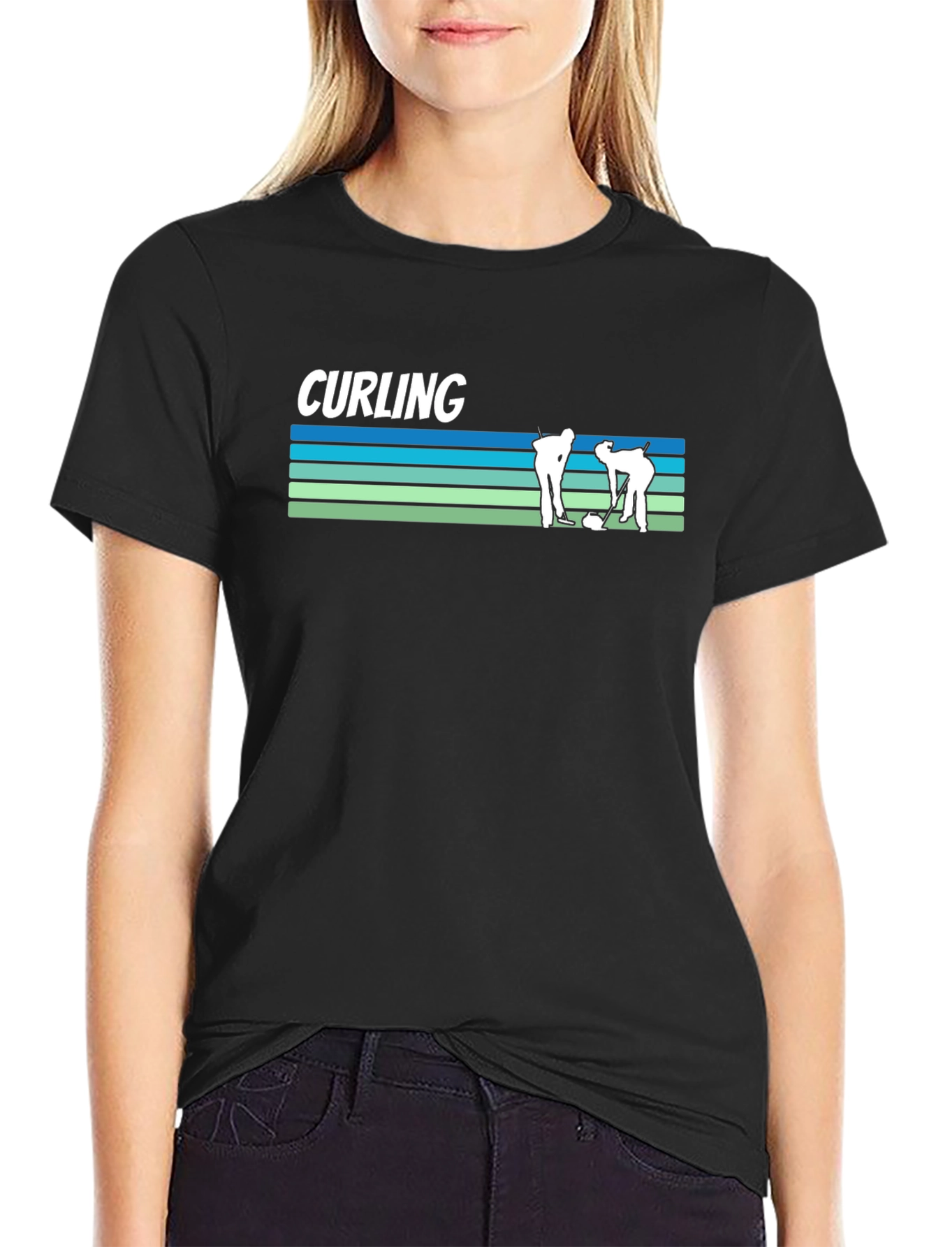 Curling Graphic T-Shirt - Black