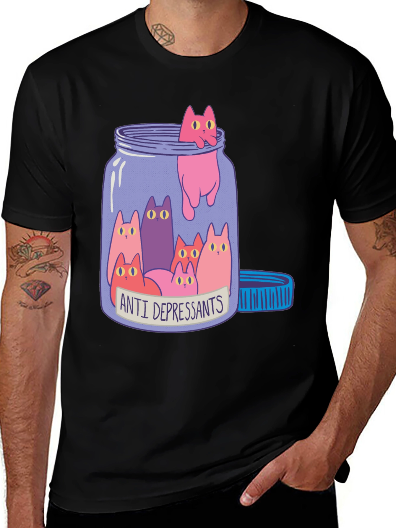 Anti Depressant Cats in a Jar Graphic Tee