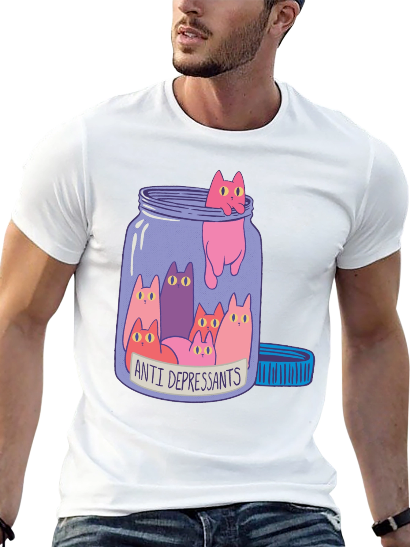 Anti Depressant Cats in a Jar Graphic Tee