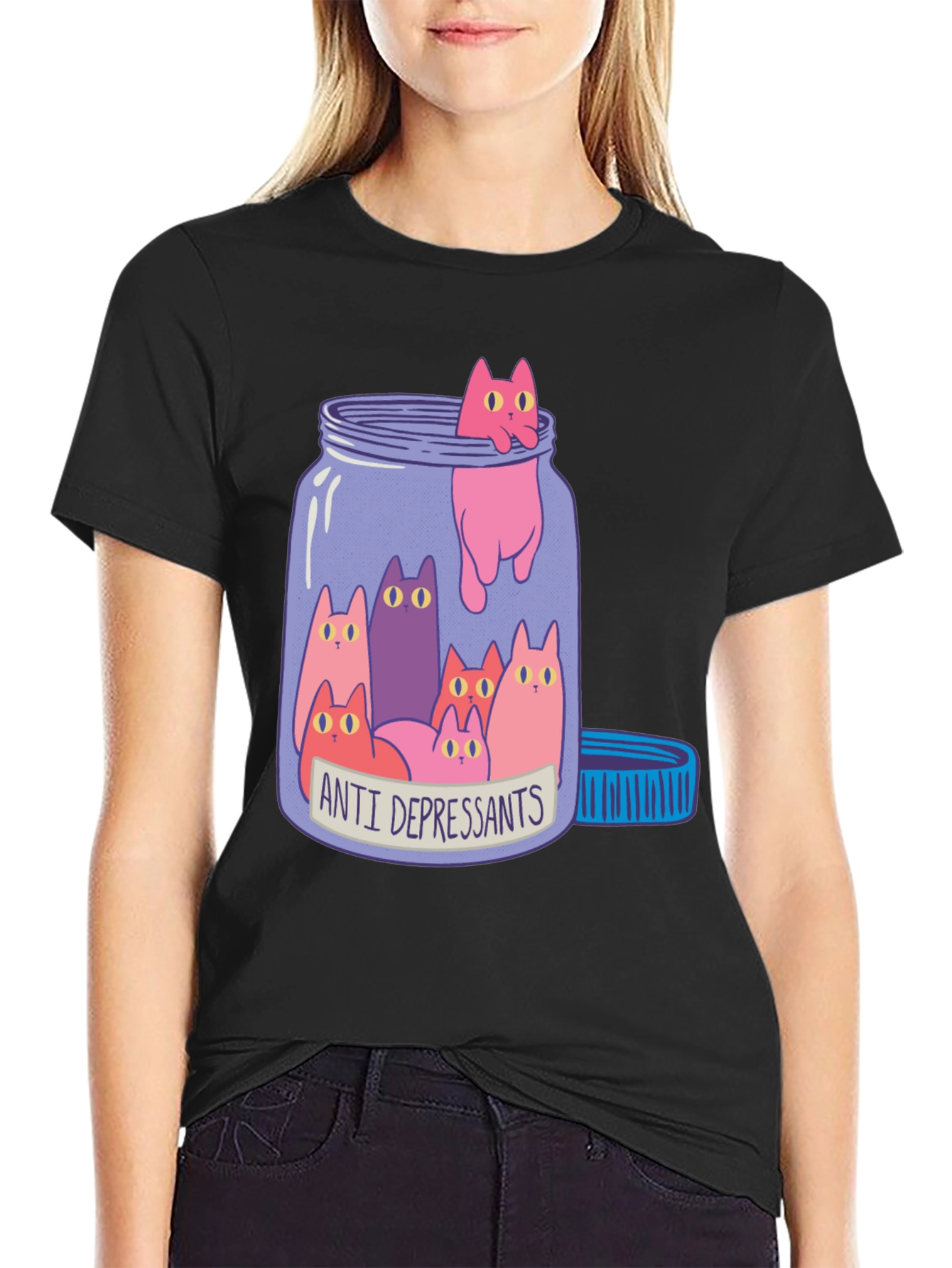 Anti Depressant Cats in a Jar Graphic Tee