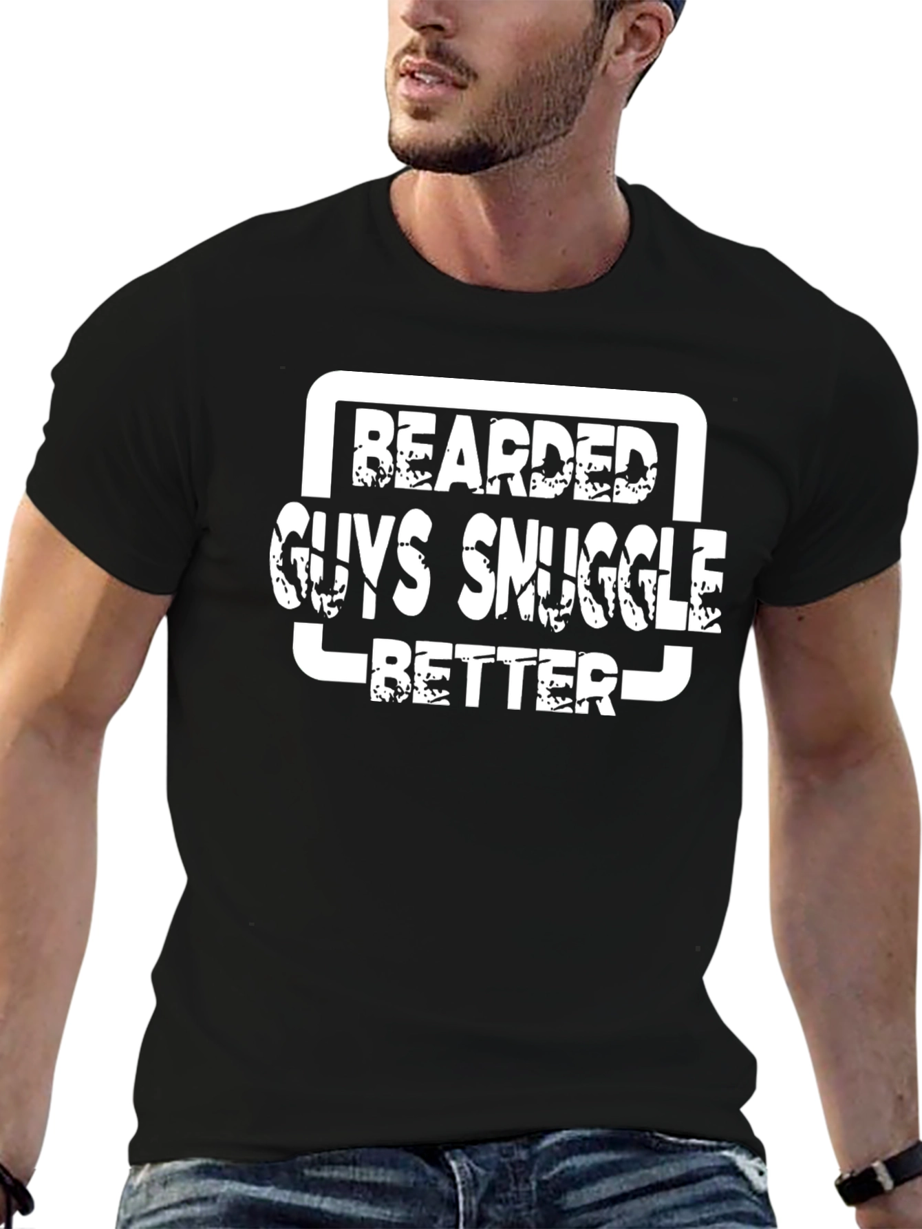 Bearded Guys Snuggle Better Black T-Shirt