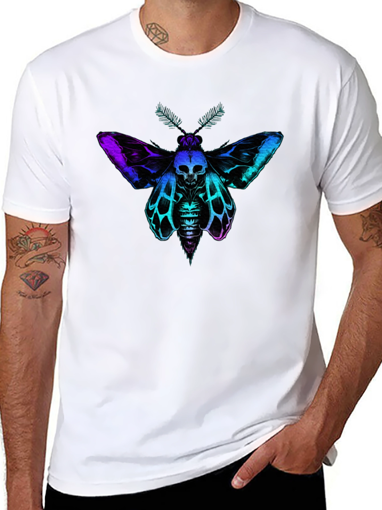 Skull Moth Graphic T-Shirt - Unique Gothic Design