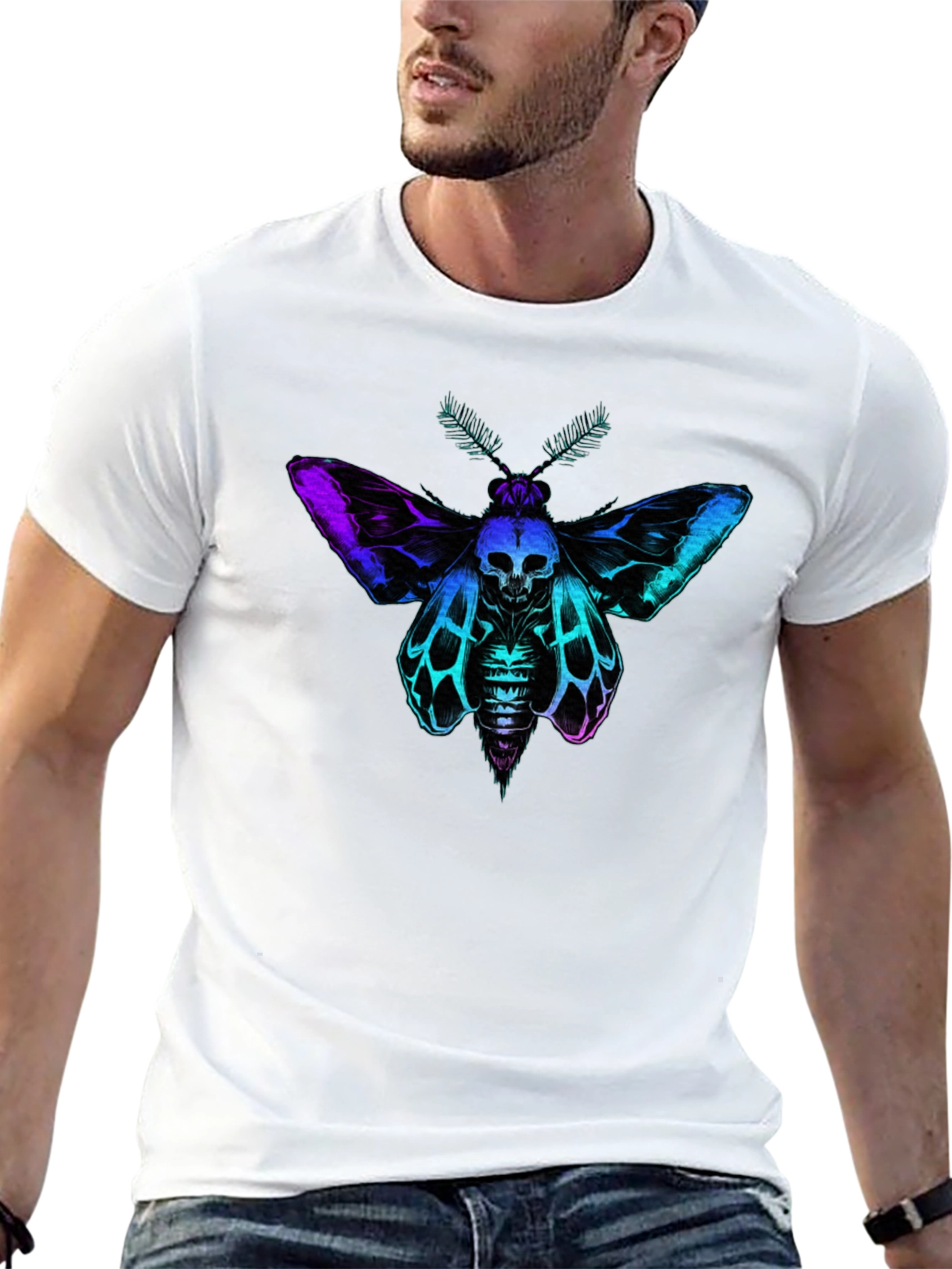 Skull Moth Graphic T-Shirt - Unique Gothic Design
