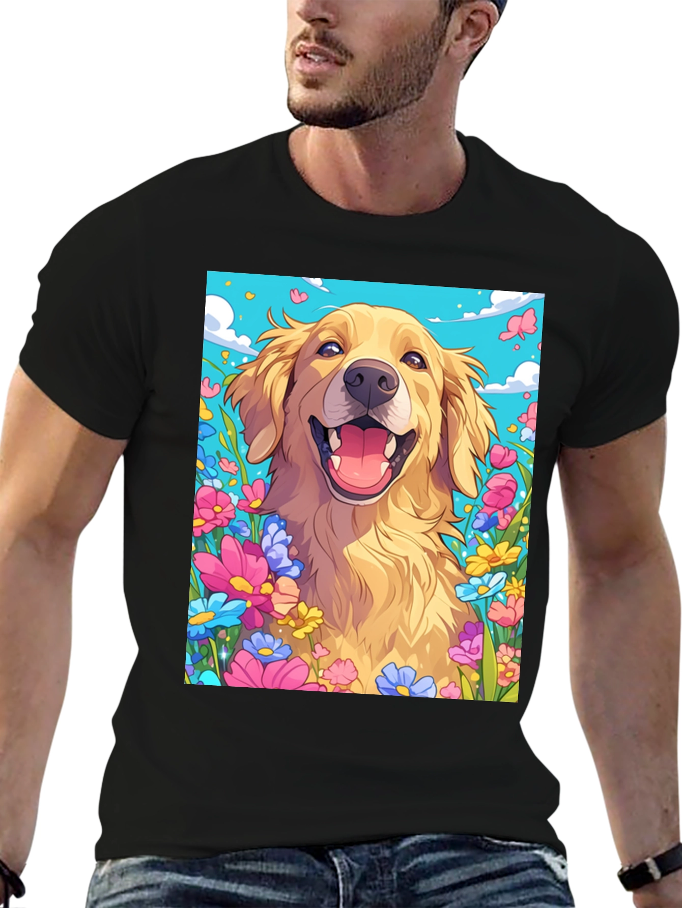 Golden Retriever Flower Power T-Shirt