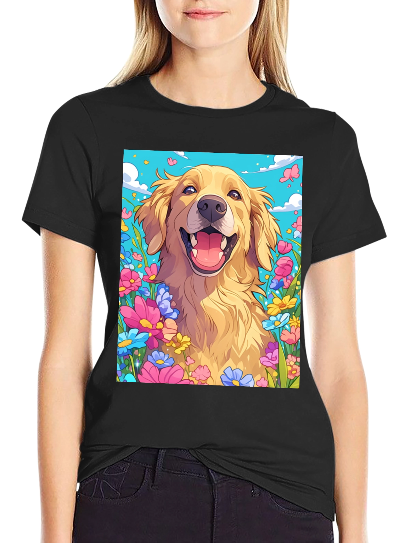 Golden Retriever Flower Power T-Shirt