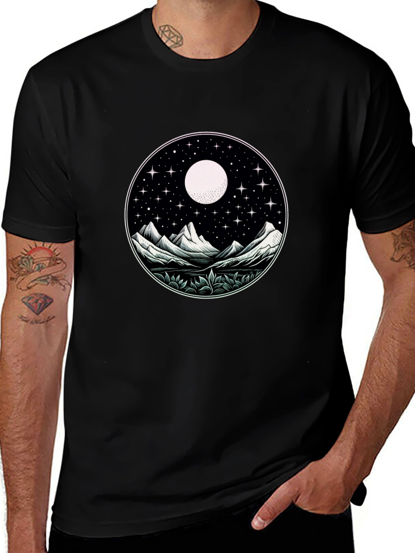 Night Sky Mountain Graphic Tee - Unisex