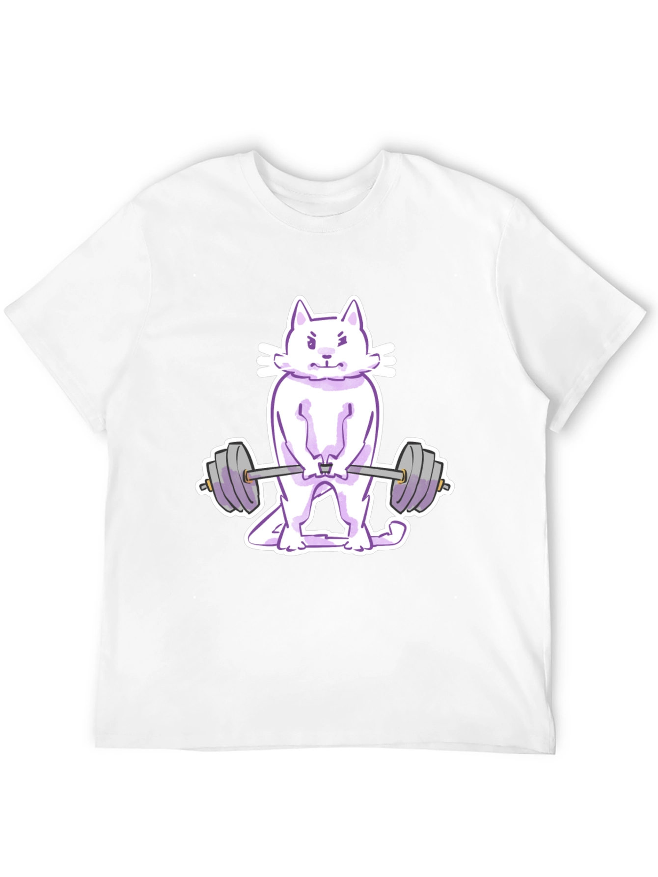 Cat Lifting Weights Graphic Tee - Black