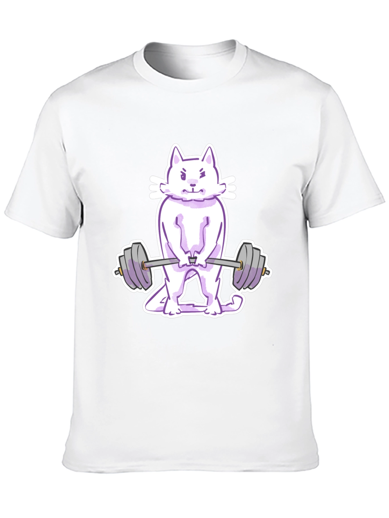 Cat Lifting Weights Graphic Tee - Black