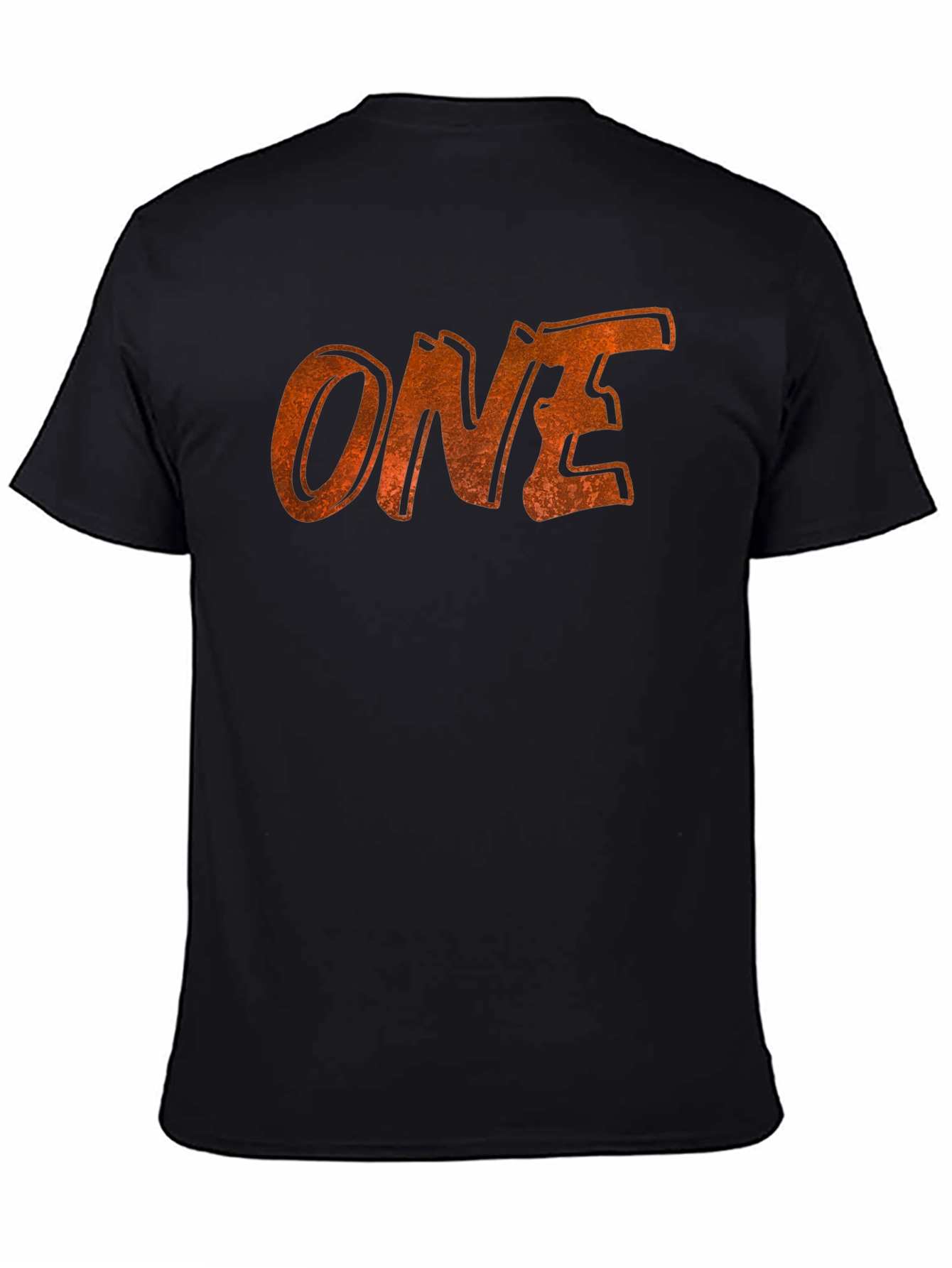 Distressed ONE Graphic Tee - Black Cotton Casual Shirt