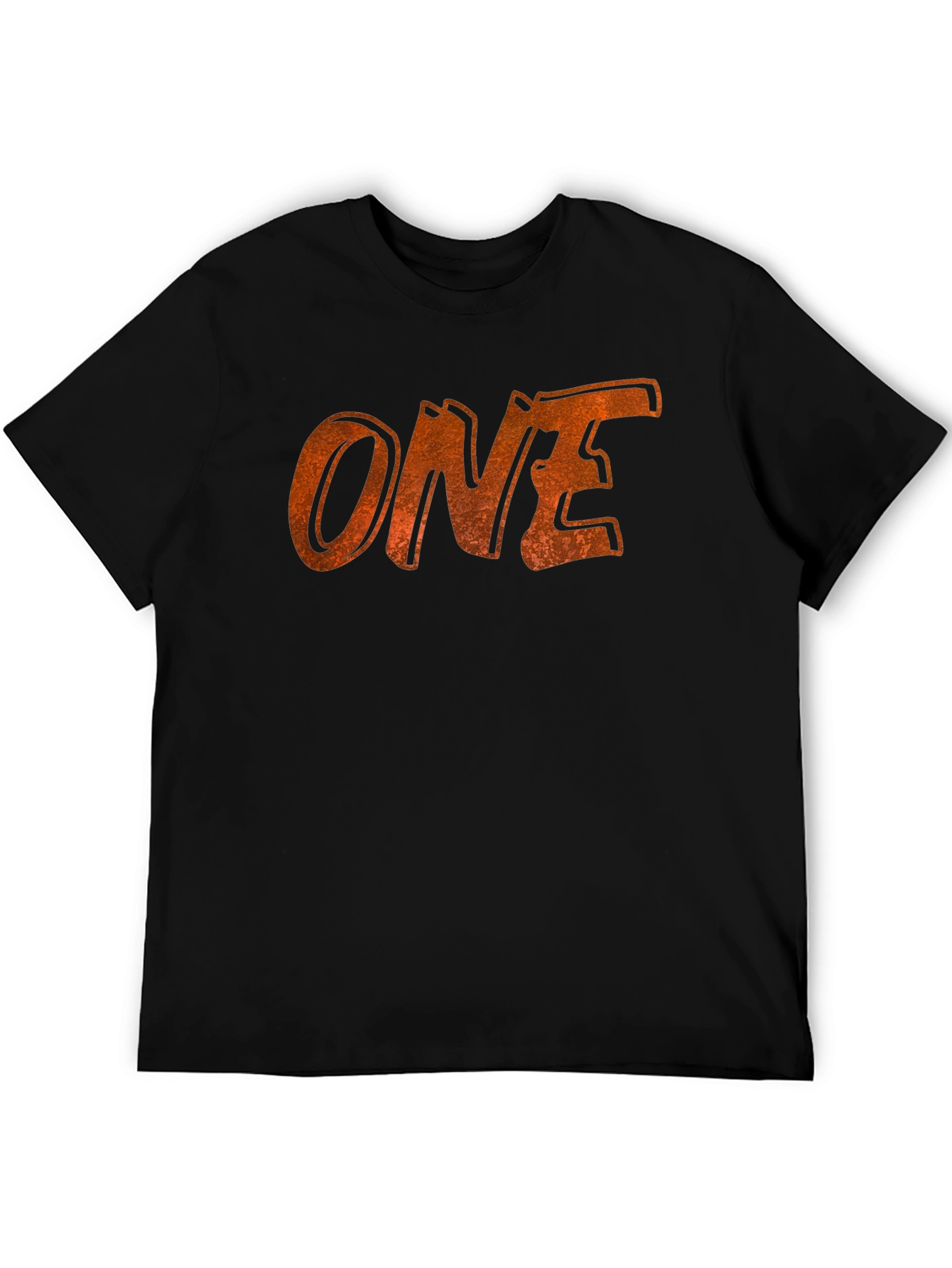 Distressed ONE Graphic Tee - Black Cotton Casual Shirt
