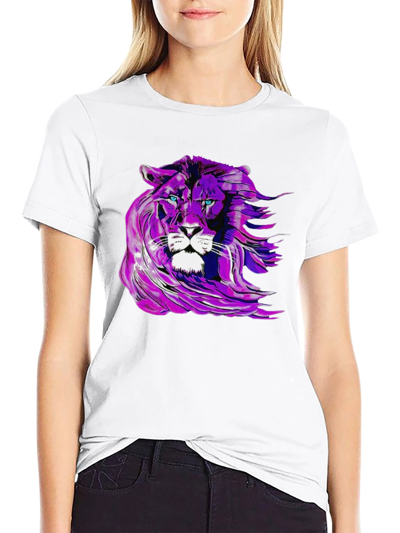 Purple Lion Graphic Tee - Unique Mens T-Shirt