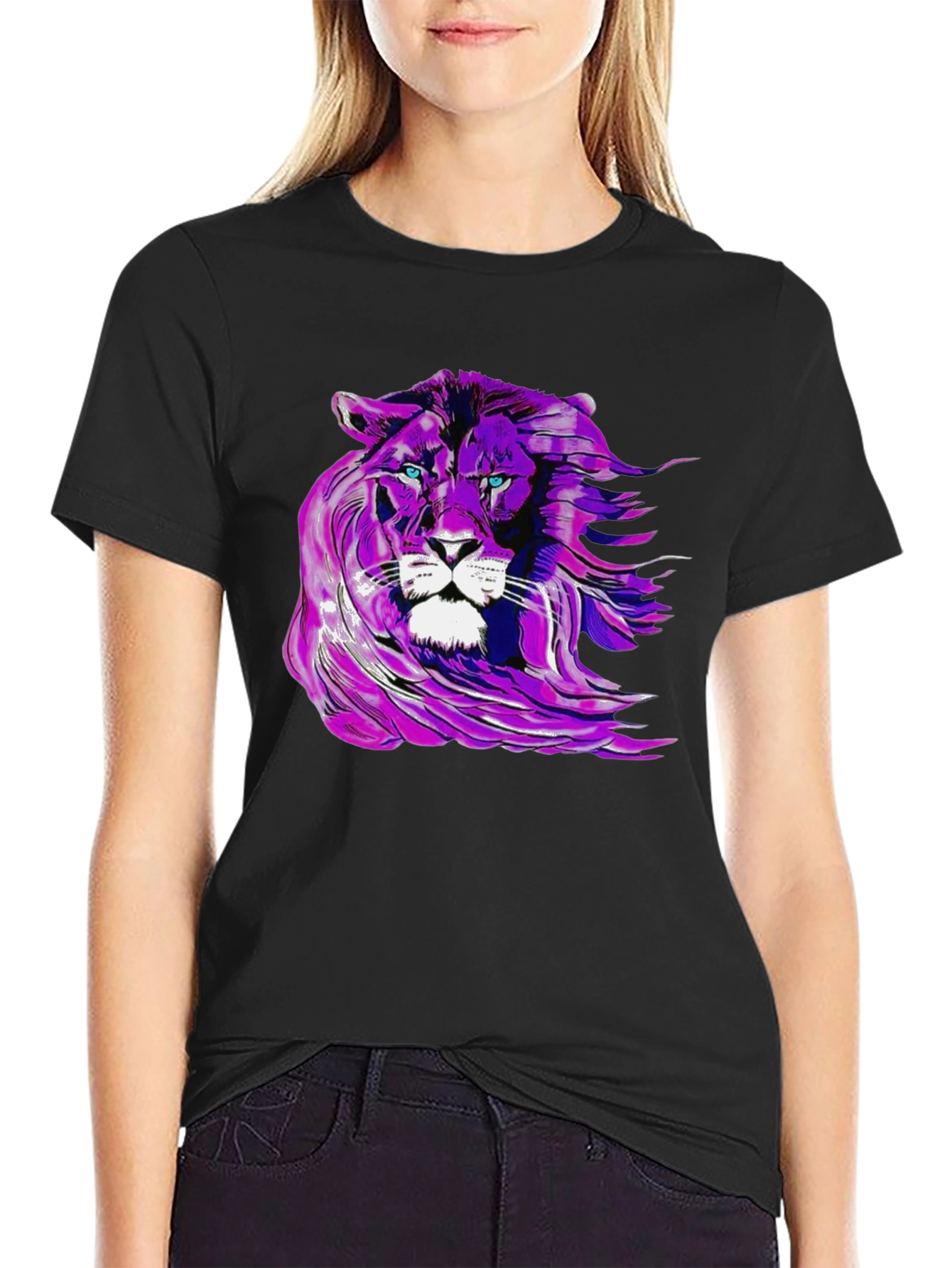 Purple Lion Graphic Tee - Unique Mens T-Shirt