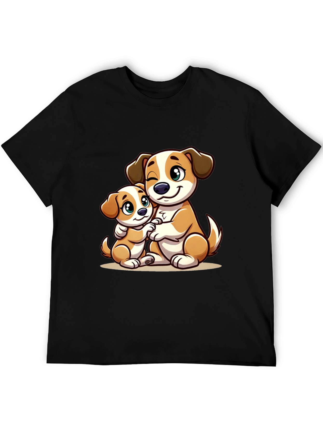 Cute Dog Hug T-Shirt - Black