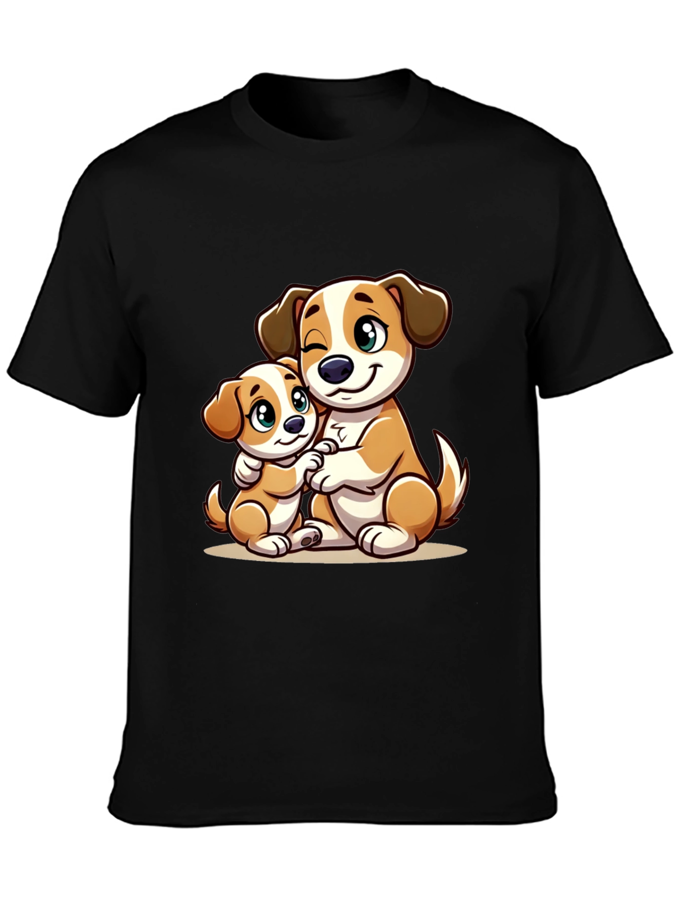 Cute Dog Hug T-Shirt - Black