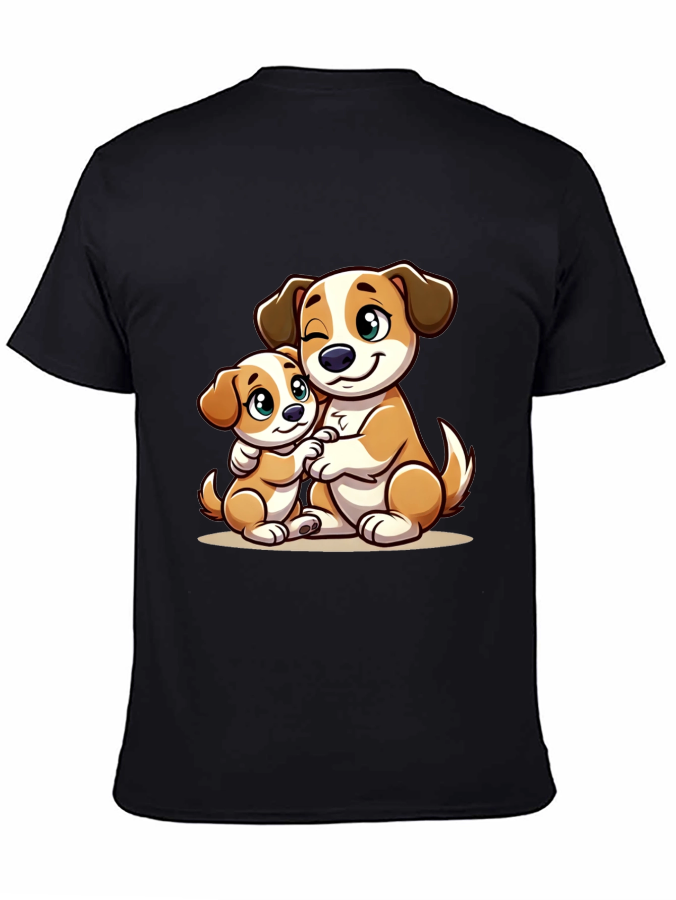 Cute Dog Hug T-Shirt - Black