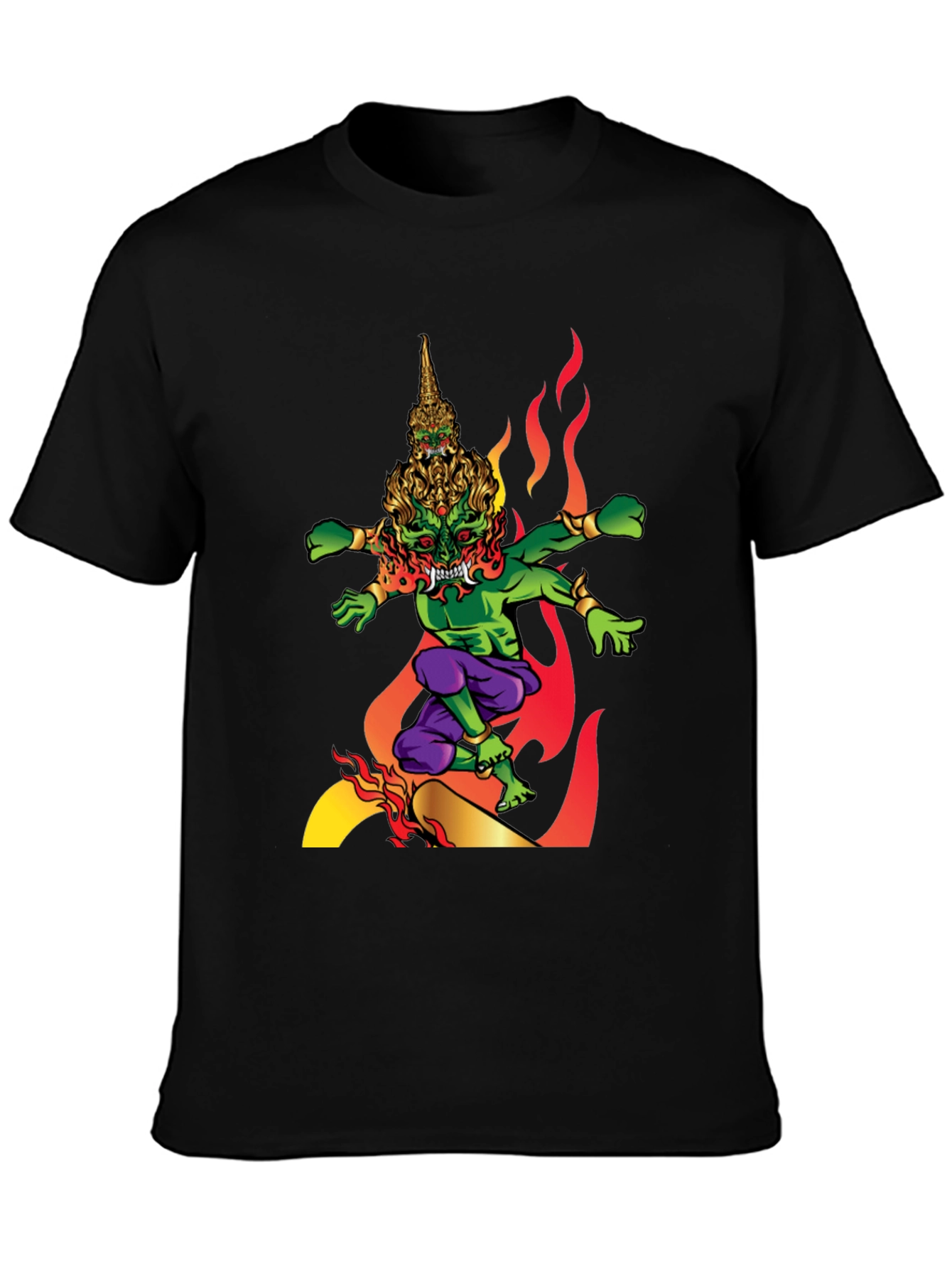 Mens Graphic Tee: Fiery Thai Demon Design