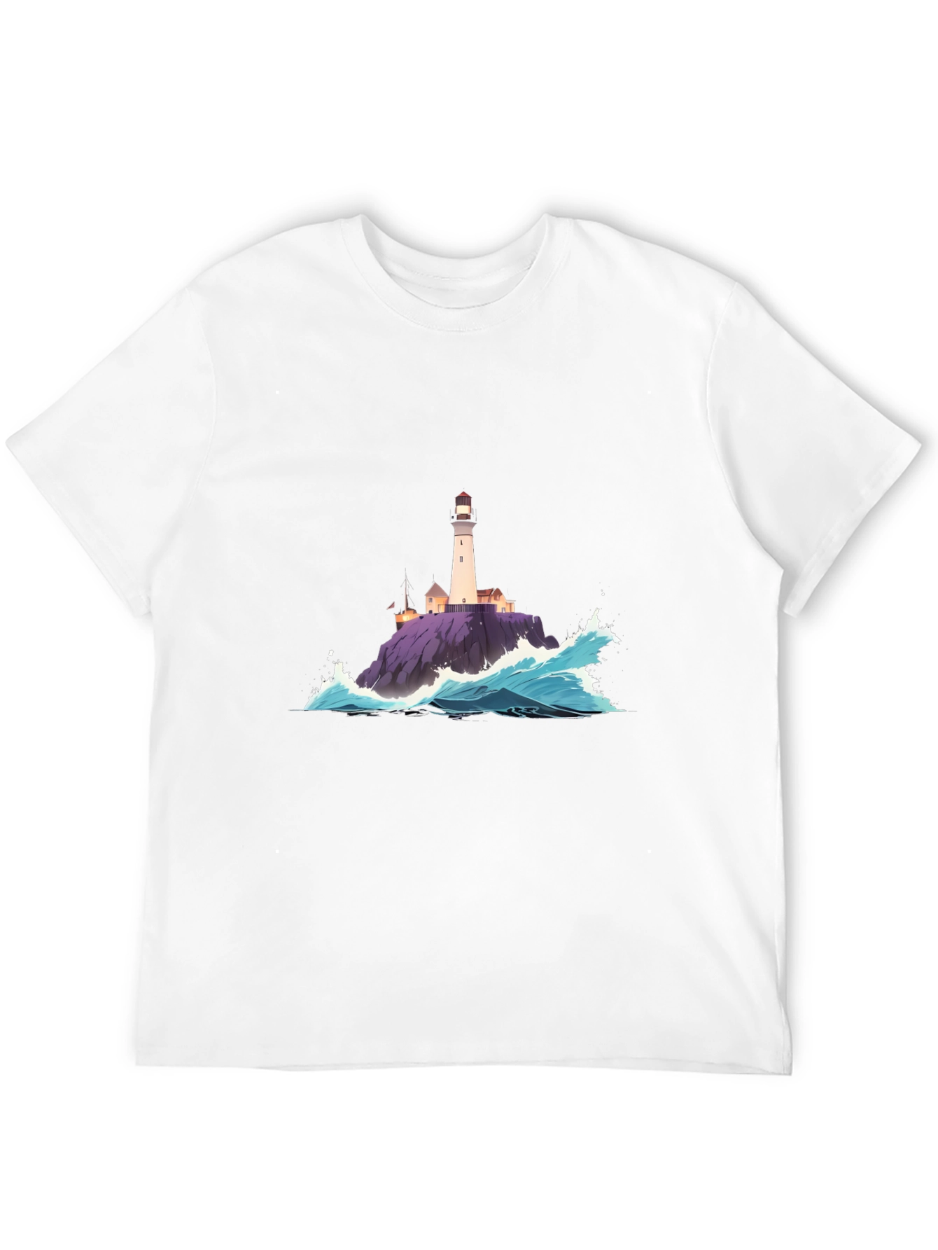 Lighthouse Wave Graphic Tee - Coastal Style