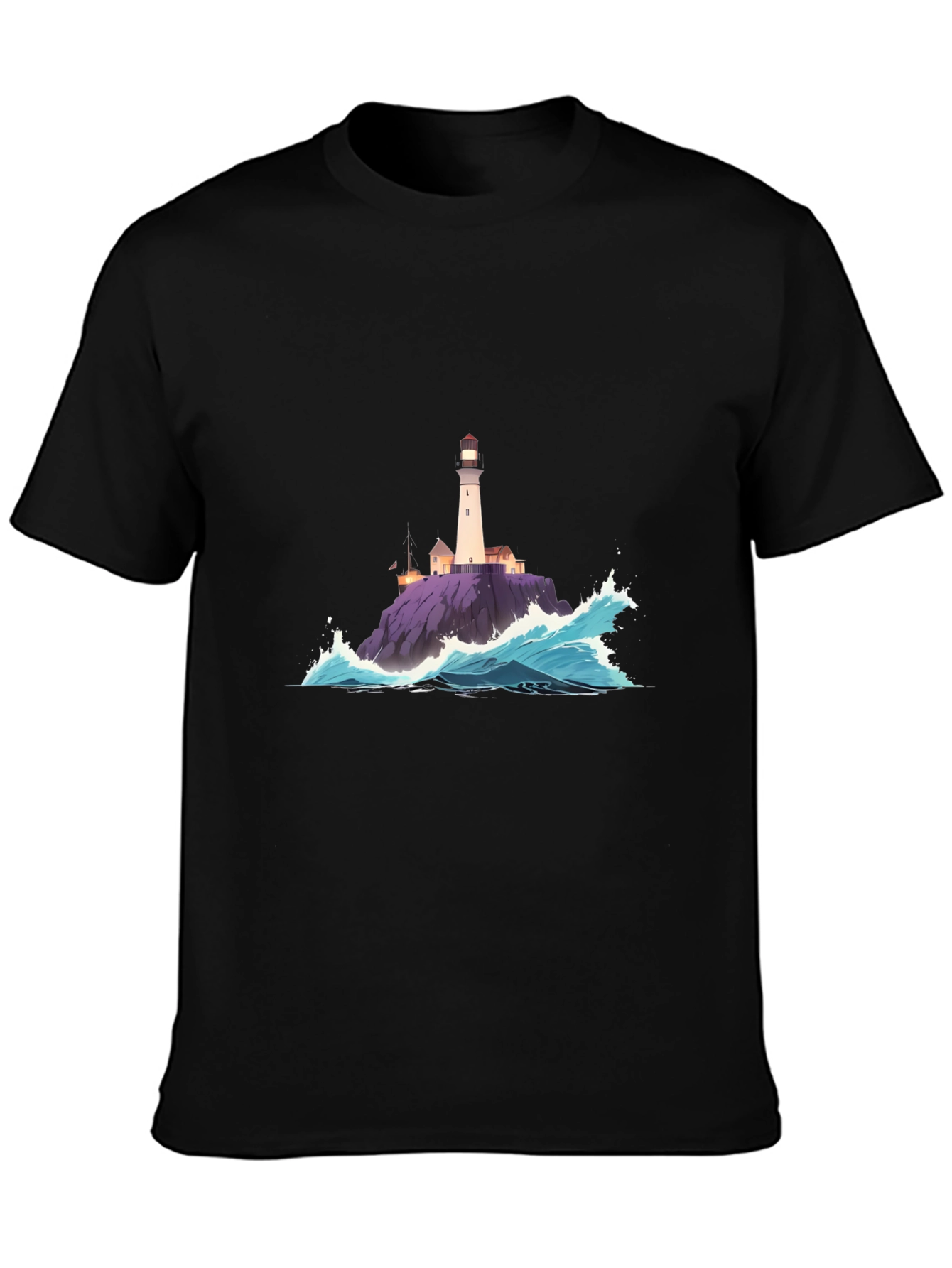 Lighthouse Wave Graphic Tee - Coastal Style