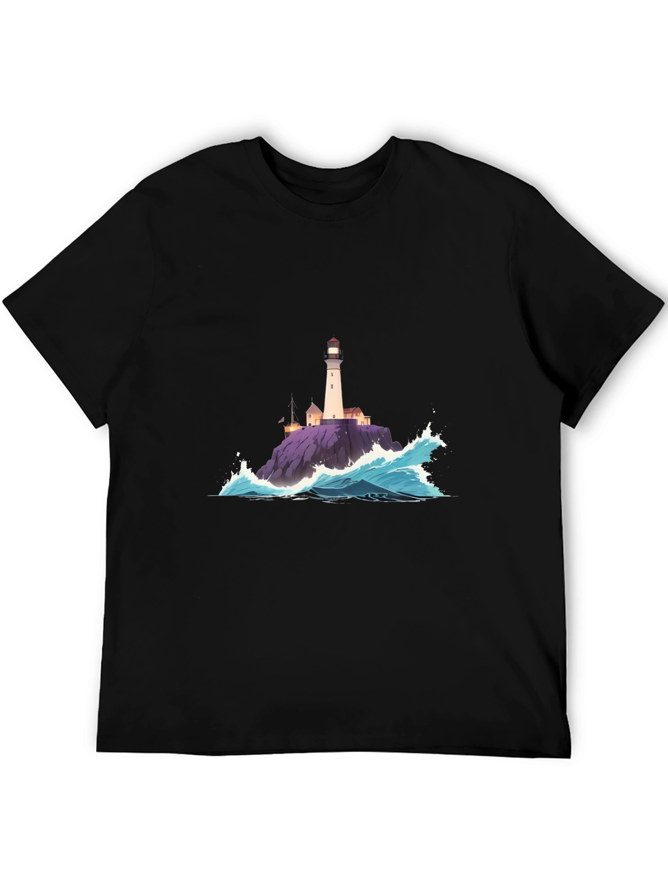Lighthouse Wave Graphic Tee - Coastal Style