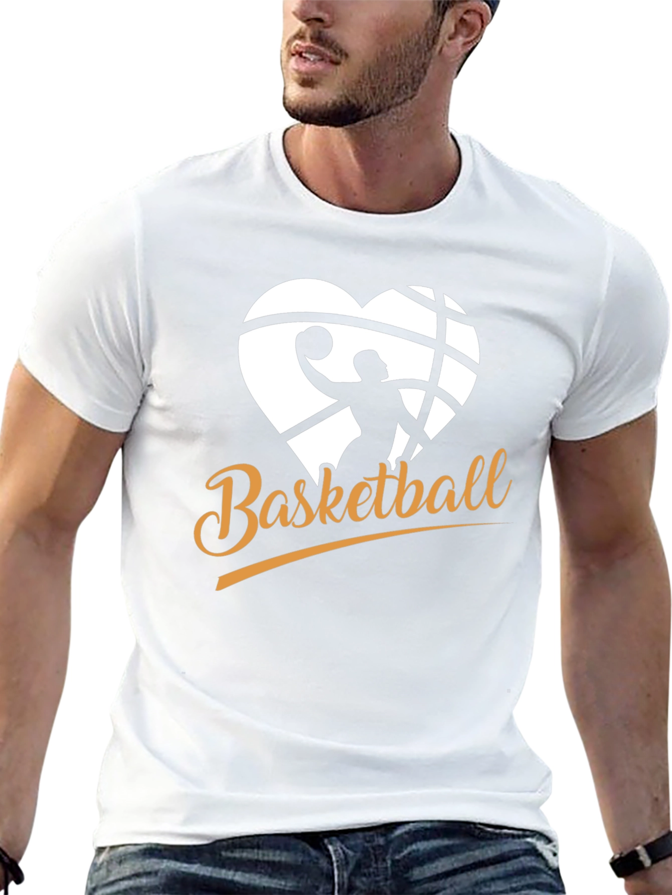 Basketball Heart Graphic Black T-Shirt