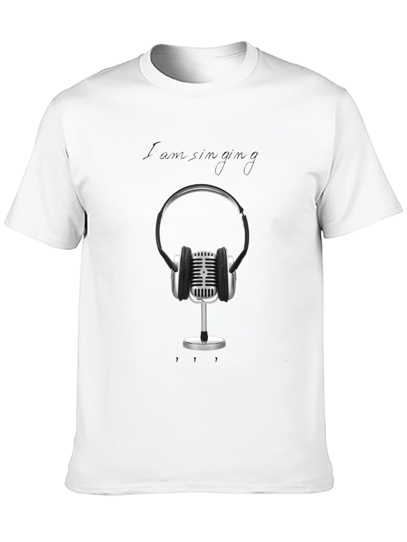 Retro Microphone & Headphones Graphic Tee - Black