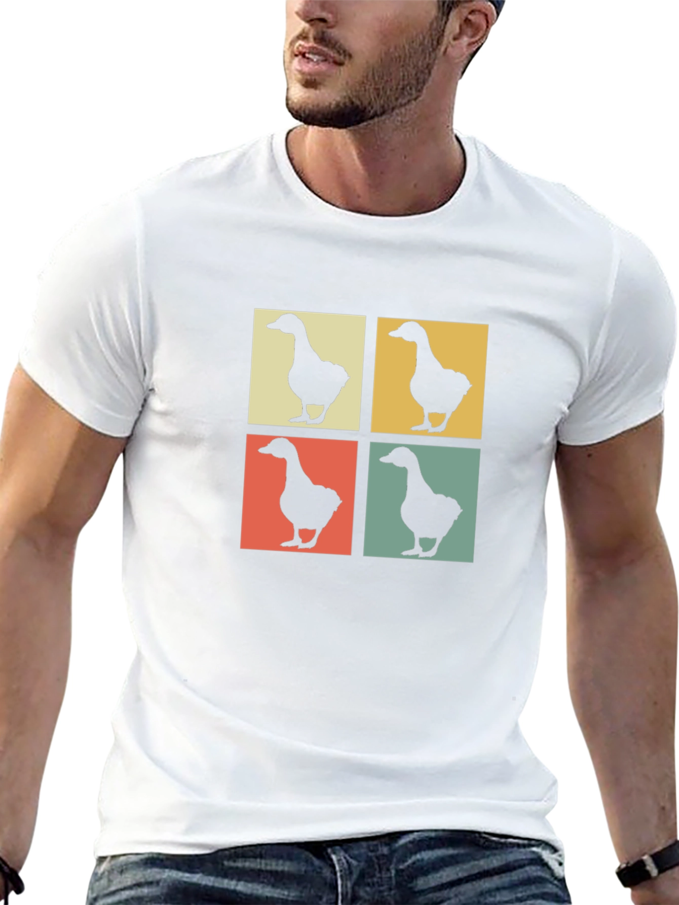 Retro Goose Pop Art Black T-Shirt