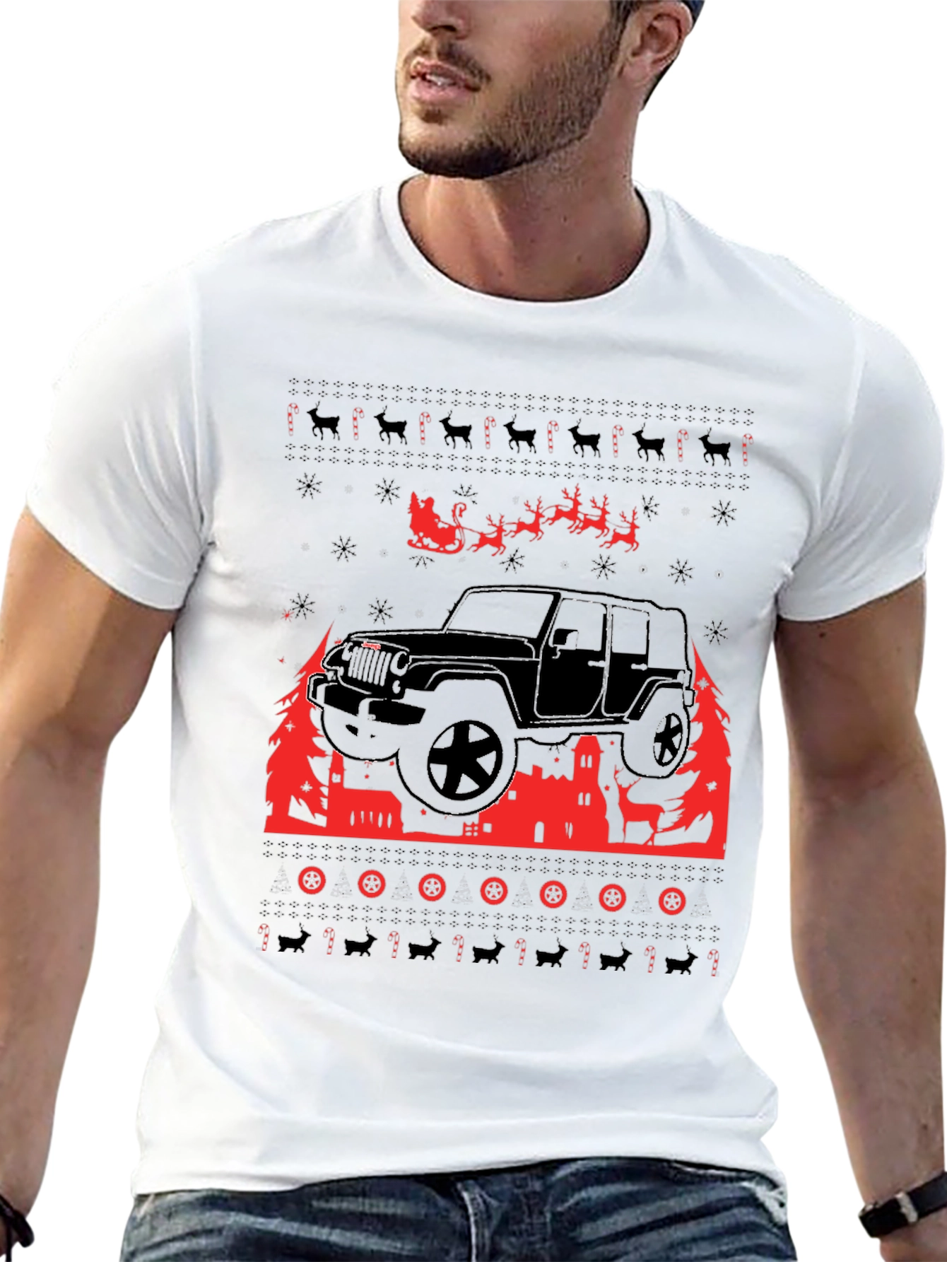 Festive 4x4 Christmas Sweater T-Shirt