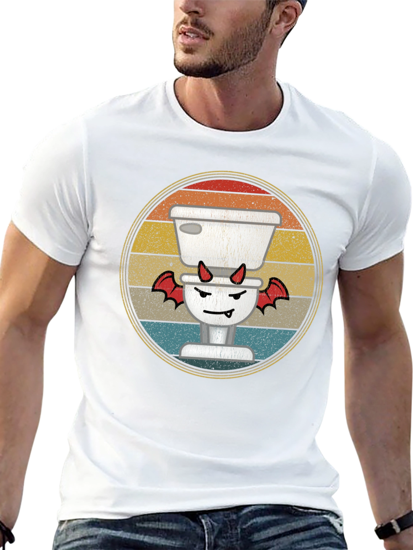 Toilet Devil T-Shirt: Retro Funny Halloween Tee