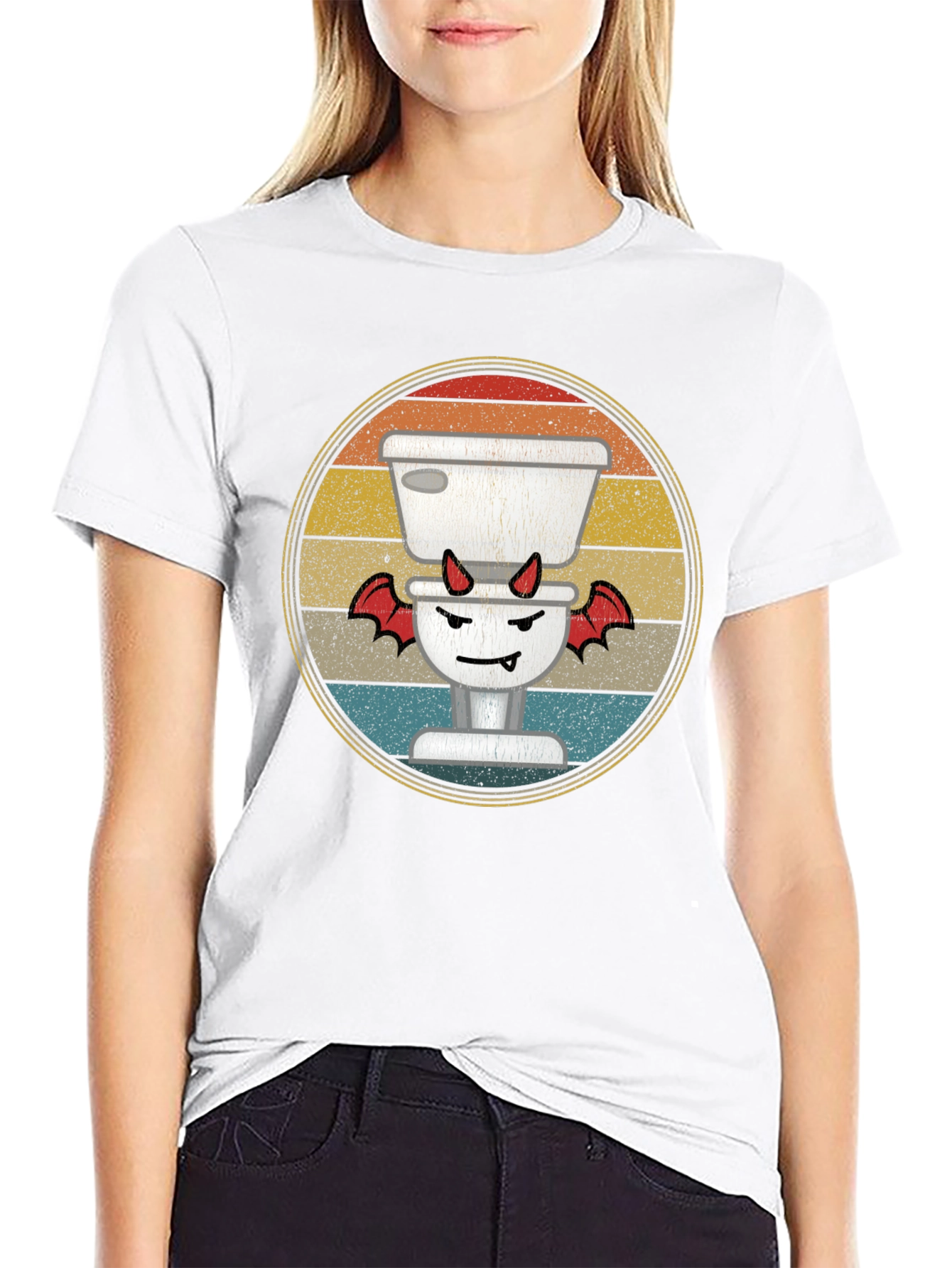 Toilet Devil T-Shirt: Retro Funny Halloween Tee
