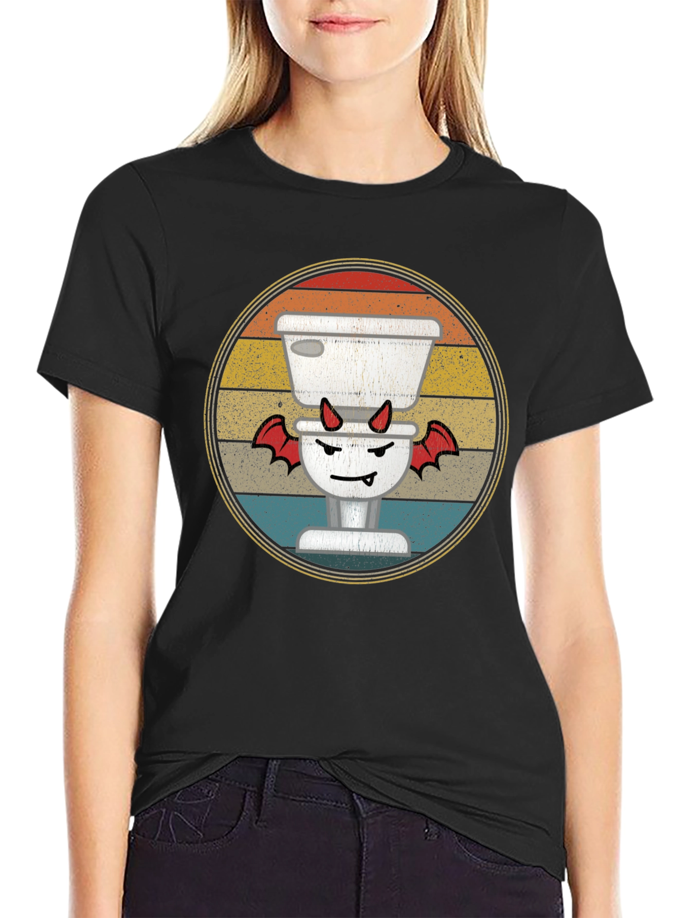 Toilet Devil T-Shirt: Retro Funny Halloween Tee