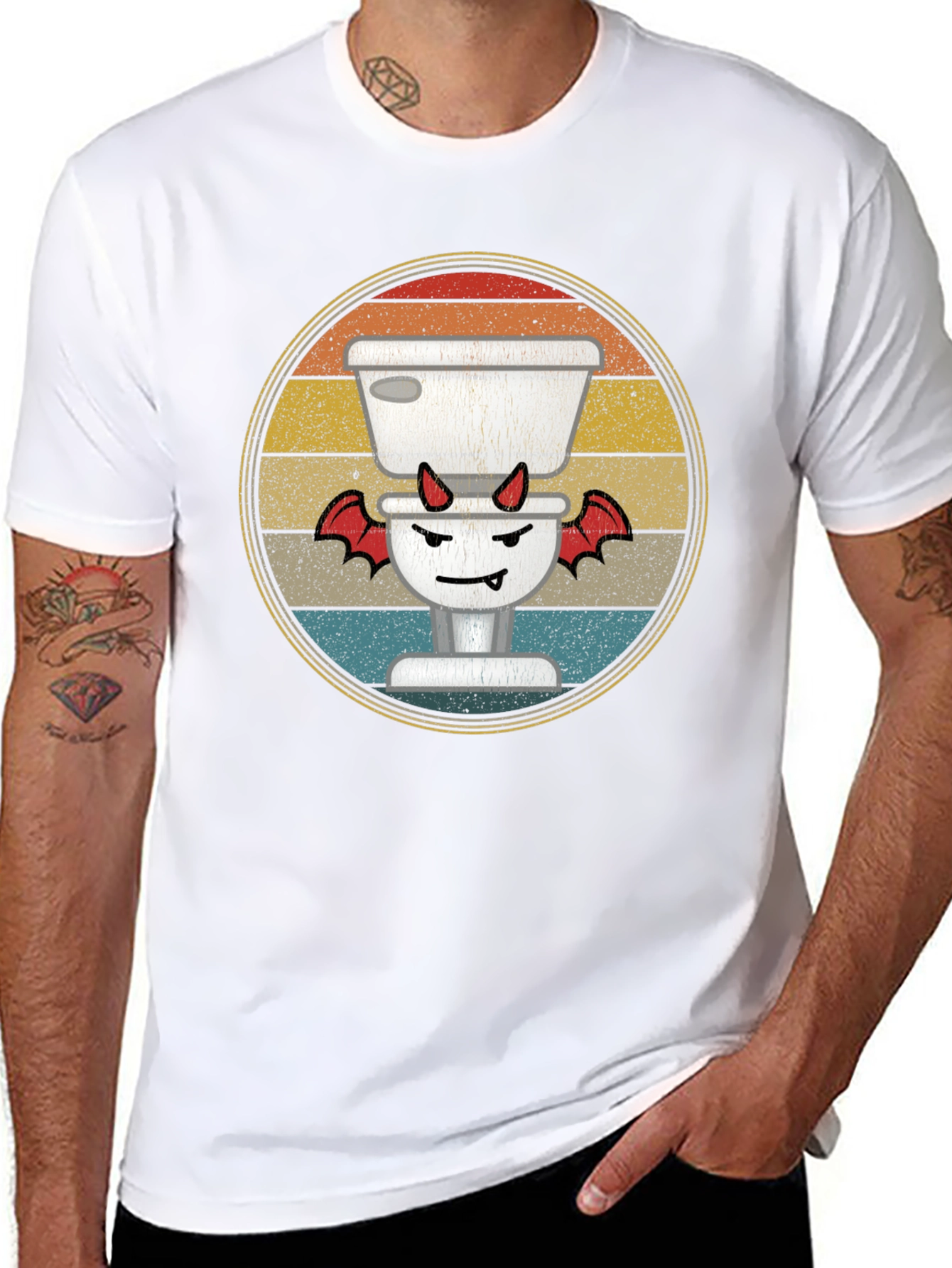 Toilet Devil T-Shirt: Retro Funny Halloween Tee