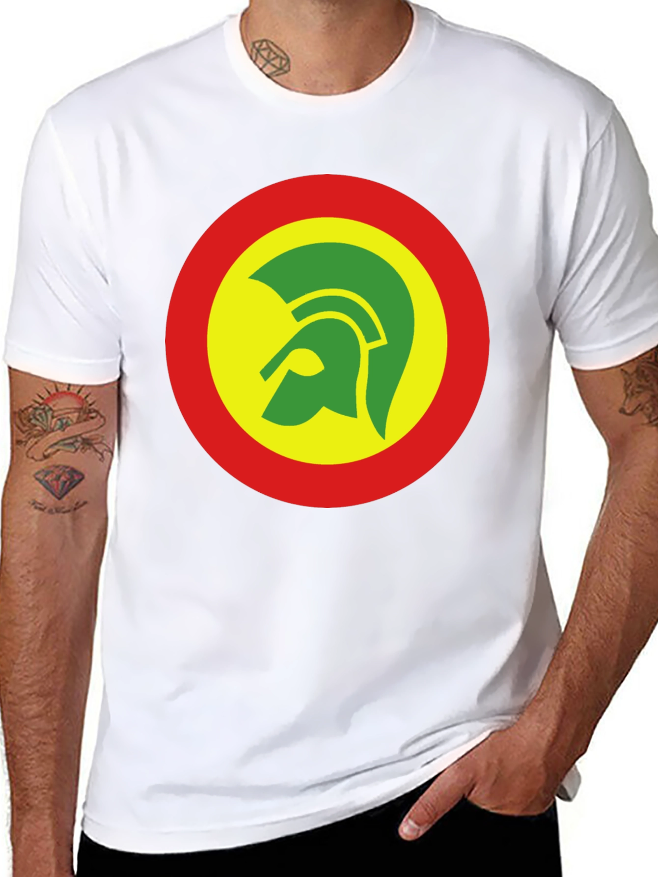Rasta Trojan Helmet Graphic Tee - Black
