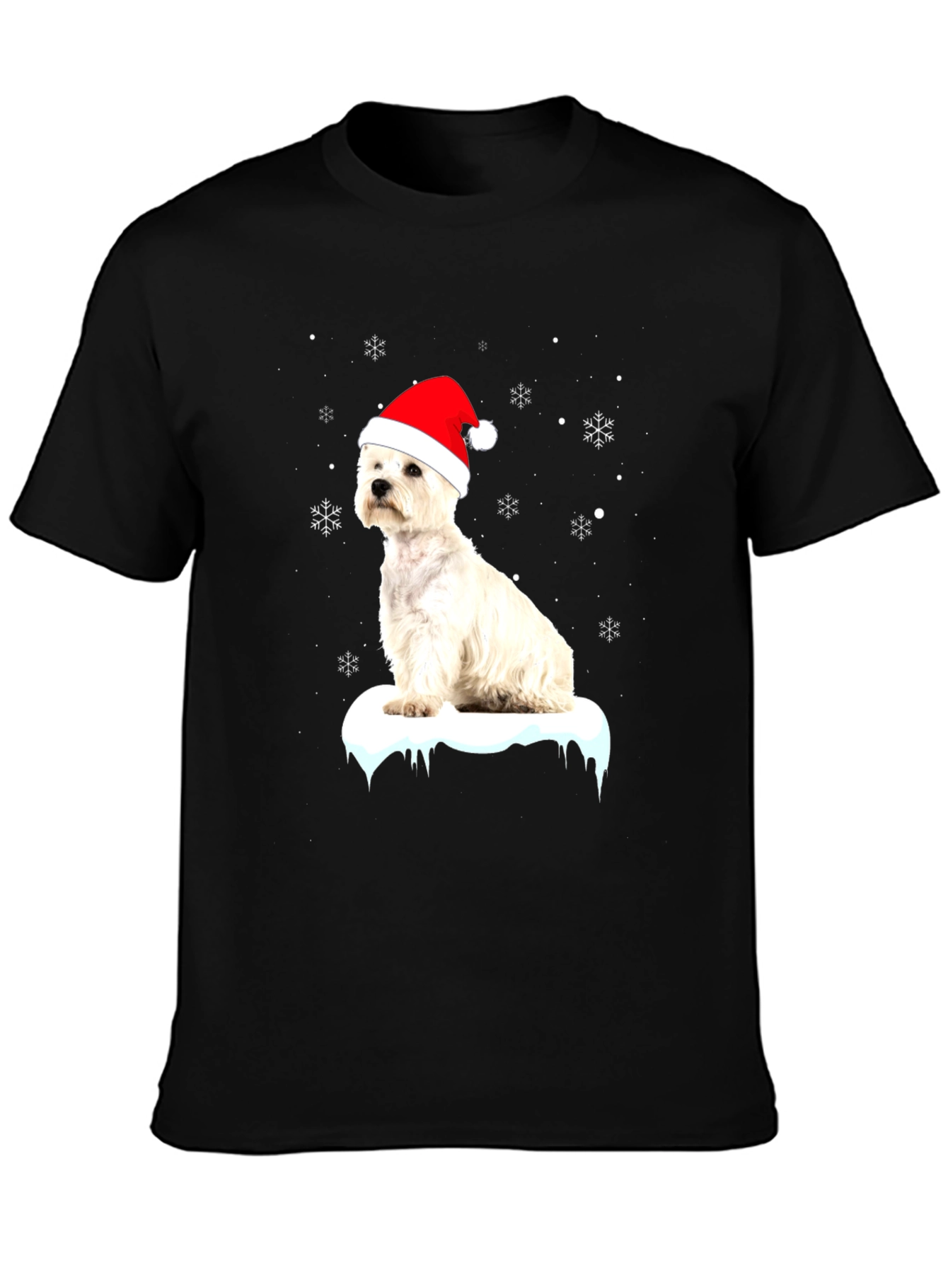 Westie Christmas T-Shirt - Dog with Santa Hat