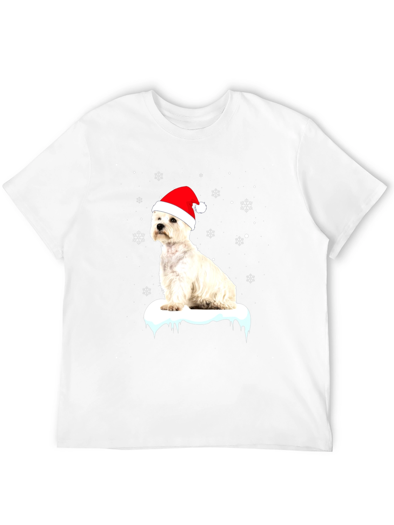 Westie Christmas T-Shirt - Dog with Santa Hat