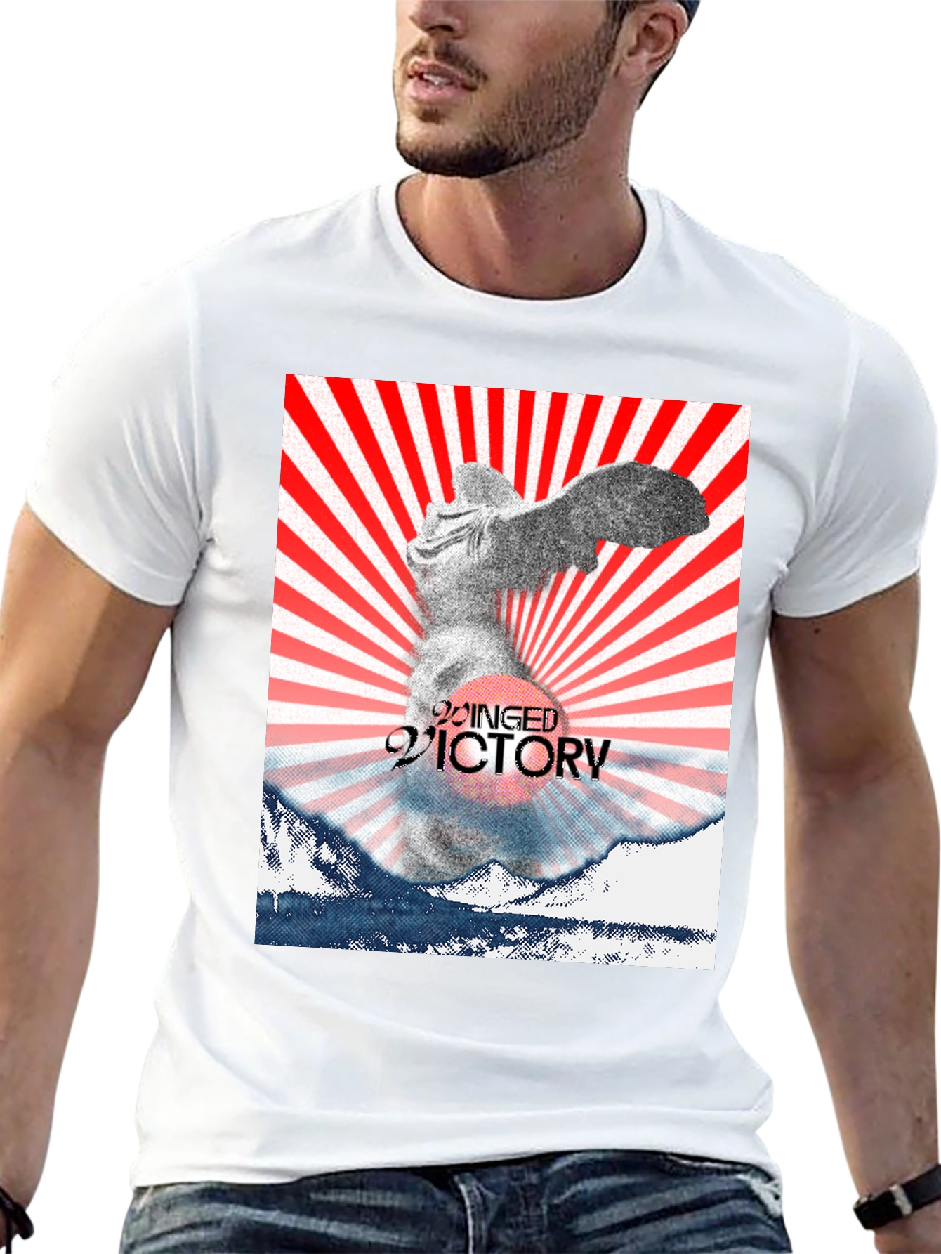 Winged Victory Graphic Tee - Black Cotton Blend
