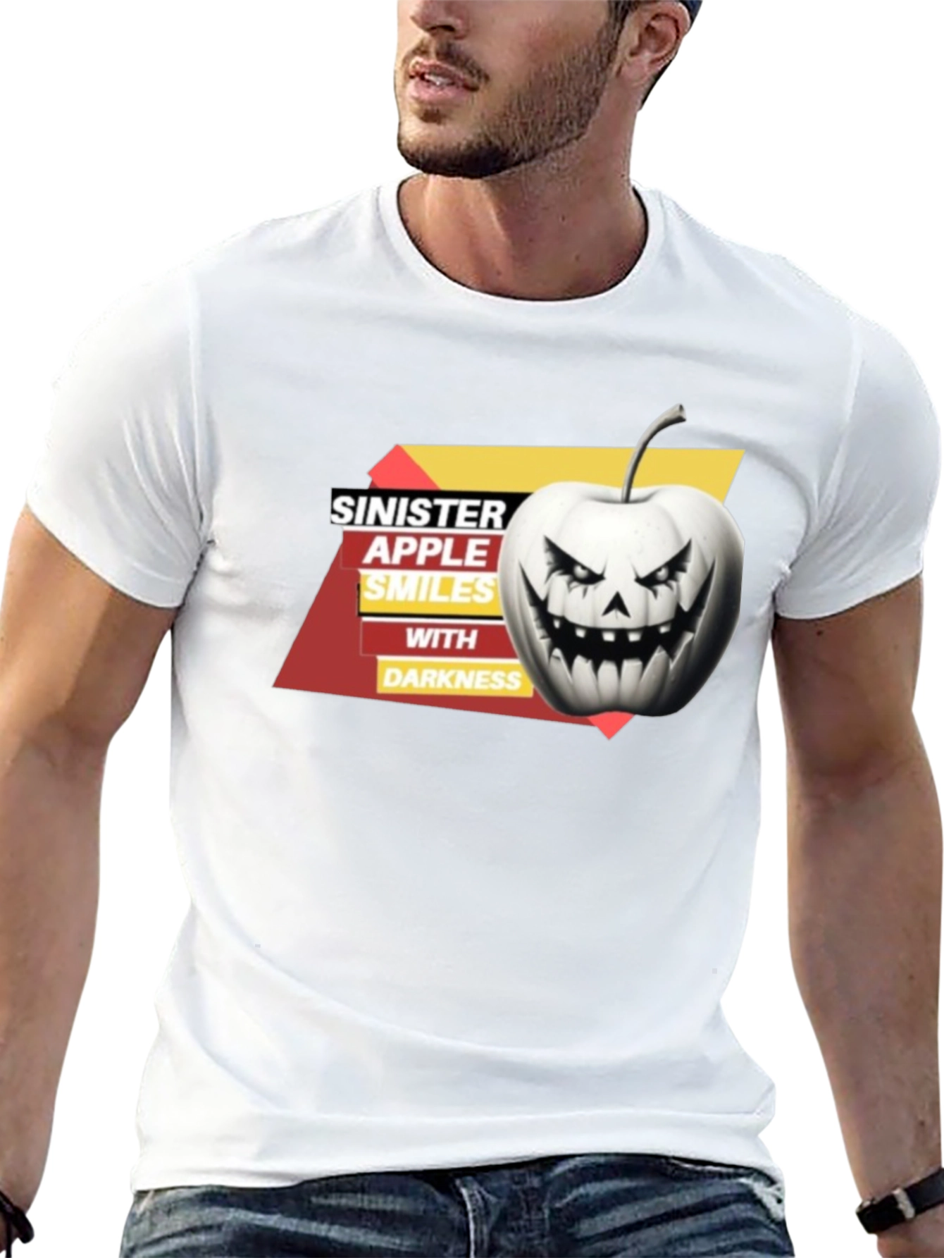 Sinister Apple Smiles T-Shirt: Halloween Style