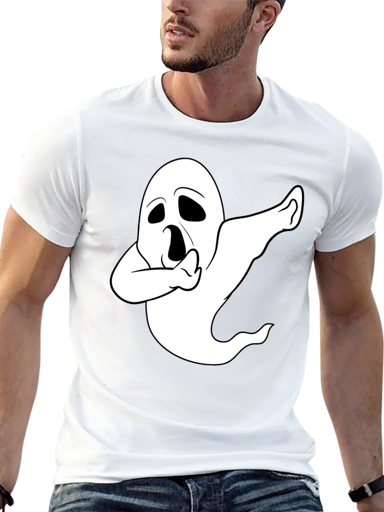 Dabbing Ghost Black T-Shirt Halloween Spooky Humor
