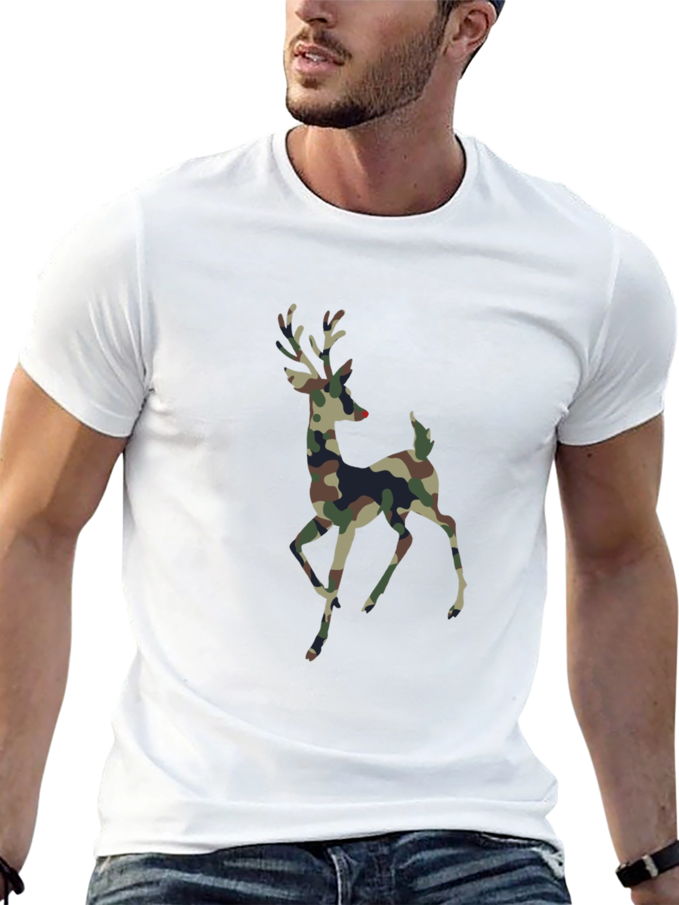 Camouflage Deer Graphic T-Shirt - Stylish Mens Tee